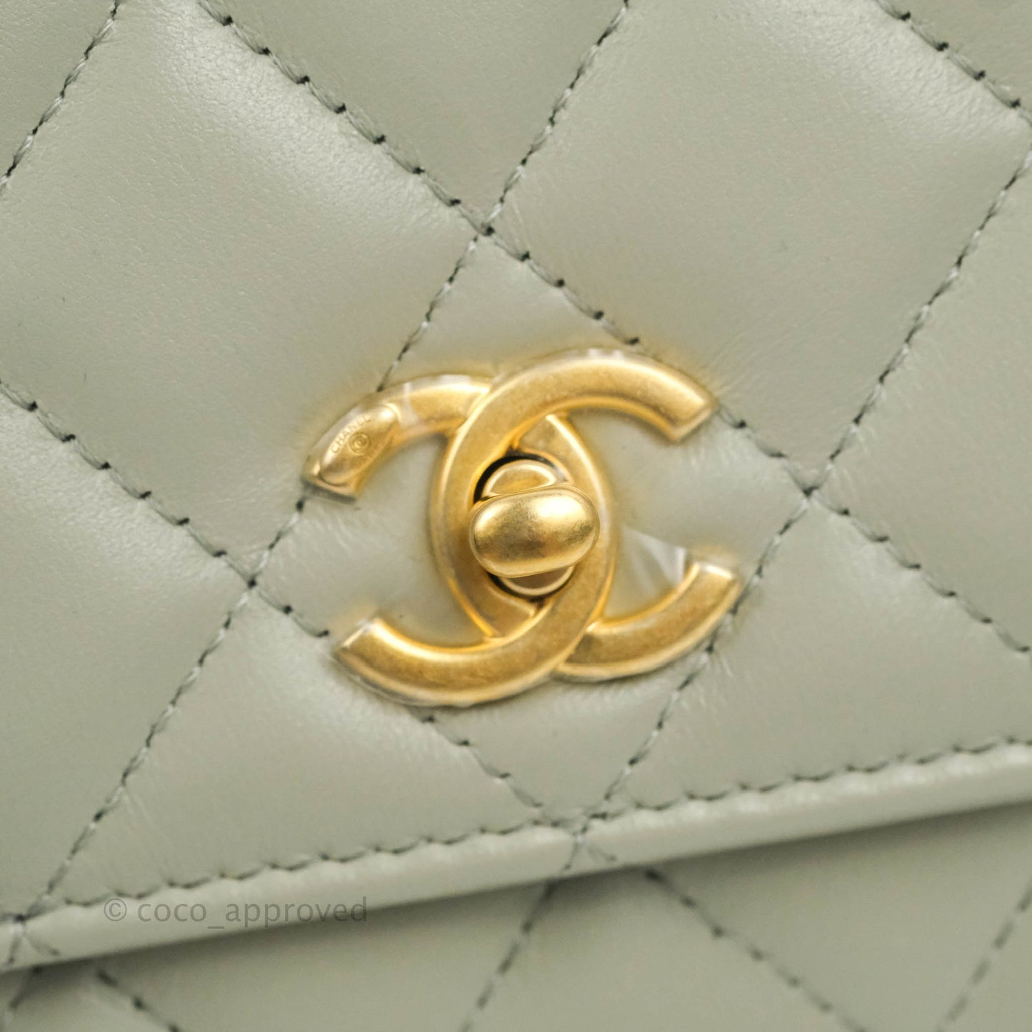 Chanel Quilted Pearl Crush Wallet on Chain WOC Light Grey Lambskin Aged Gold Hardware 22C
