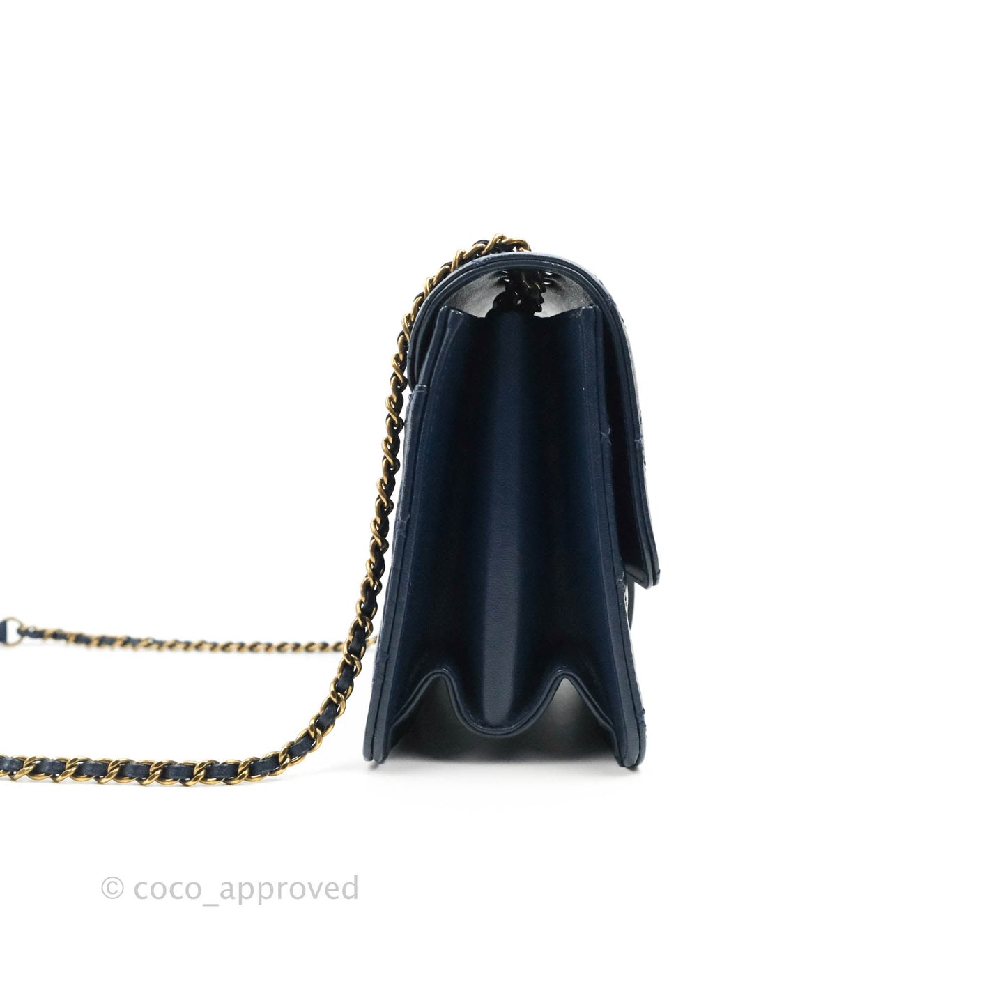 Chanel Beauty Lock Flap Bag Navy Sheepskin Aged Gold Hardware