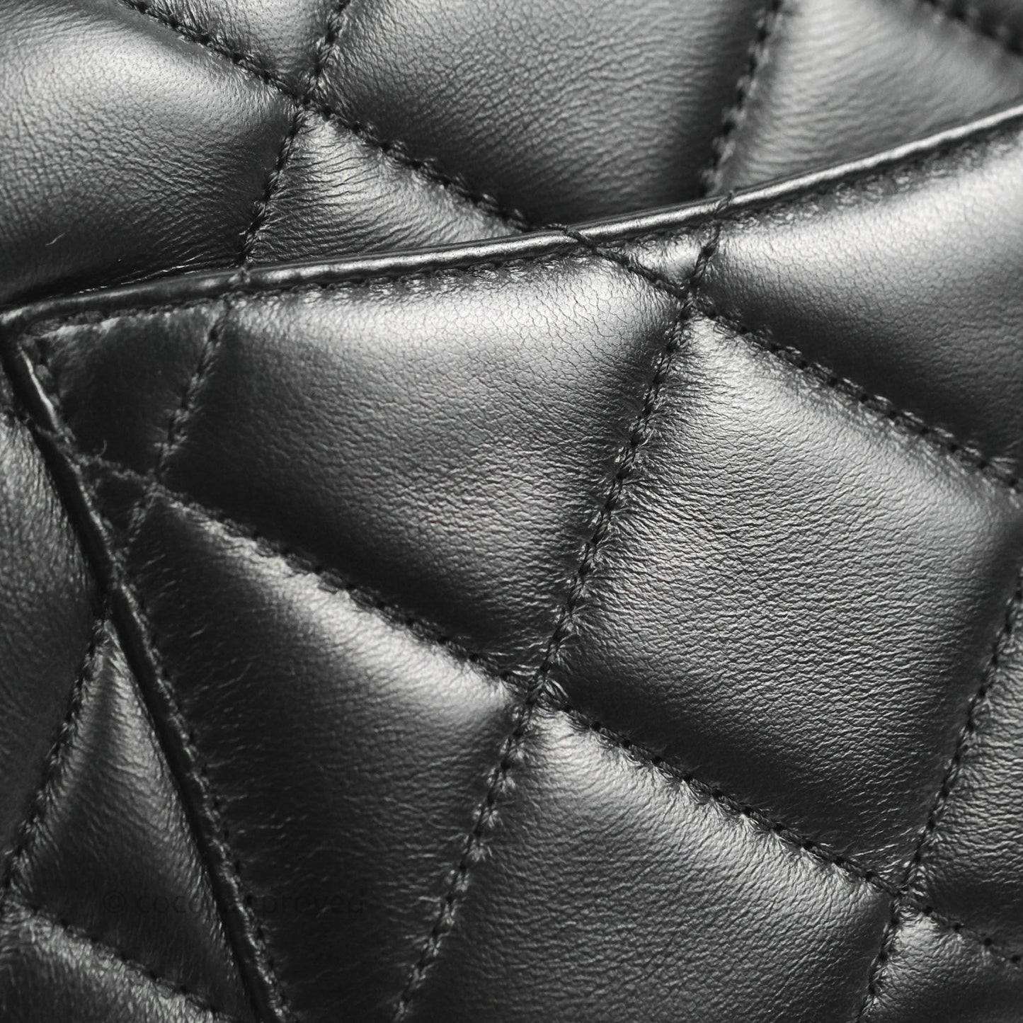 Chanel Quilted Pending CC Enamel Mini Square Flap Black Lambskin Aged Gold Hardware 22P