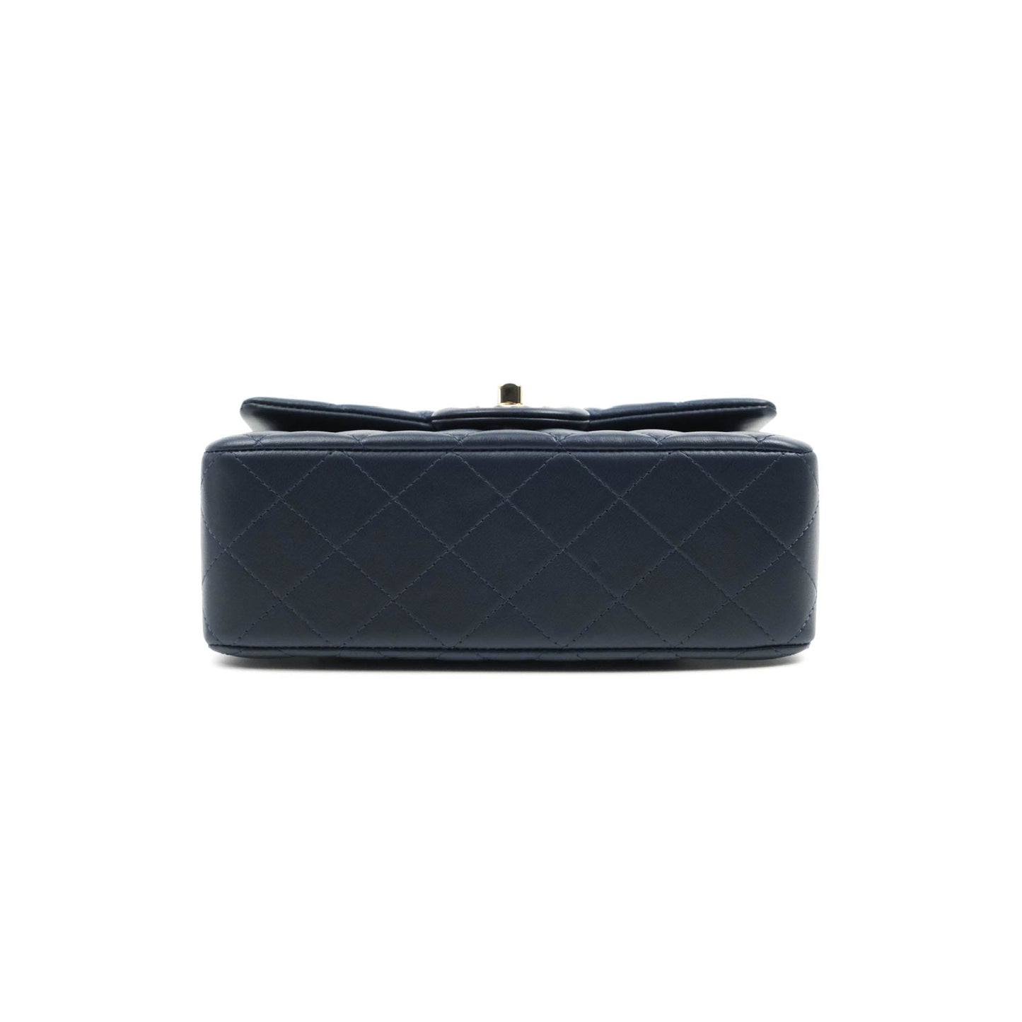 Chanel Top Handle Mini Rectangular Flap Bag Navy Lambskin Gold Hardware