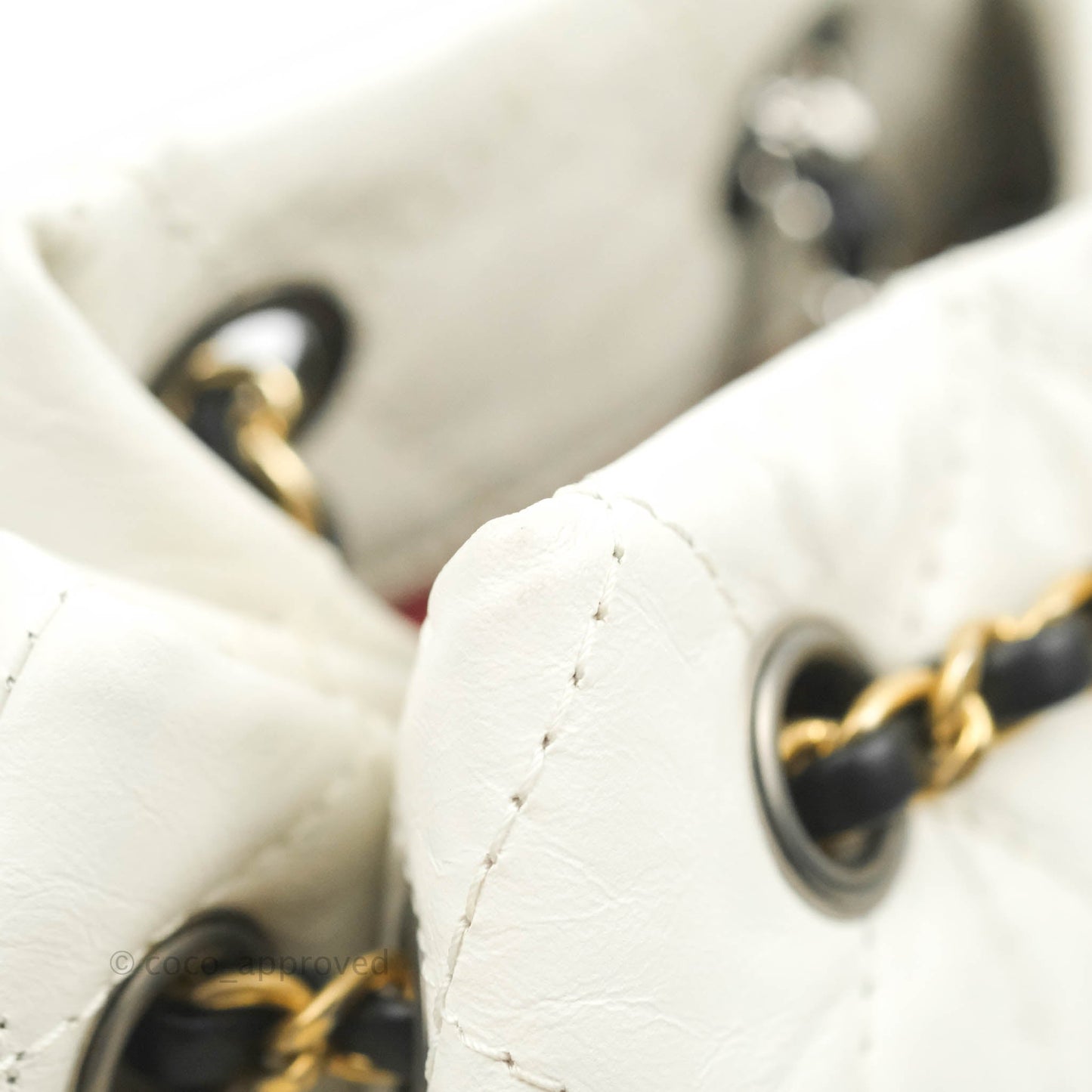 Chanel Small Gabrielle Backpack White Black Aged Calfskin