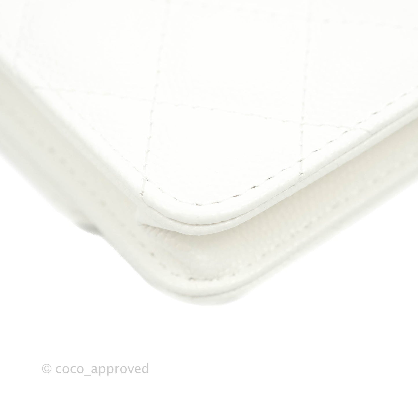 Chanel Mini Wallet With Chain White Caviar Gold Hardware