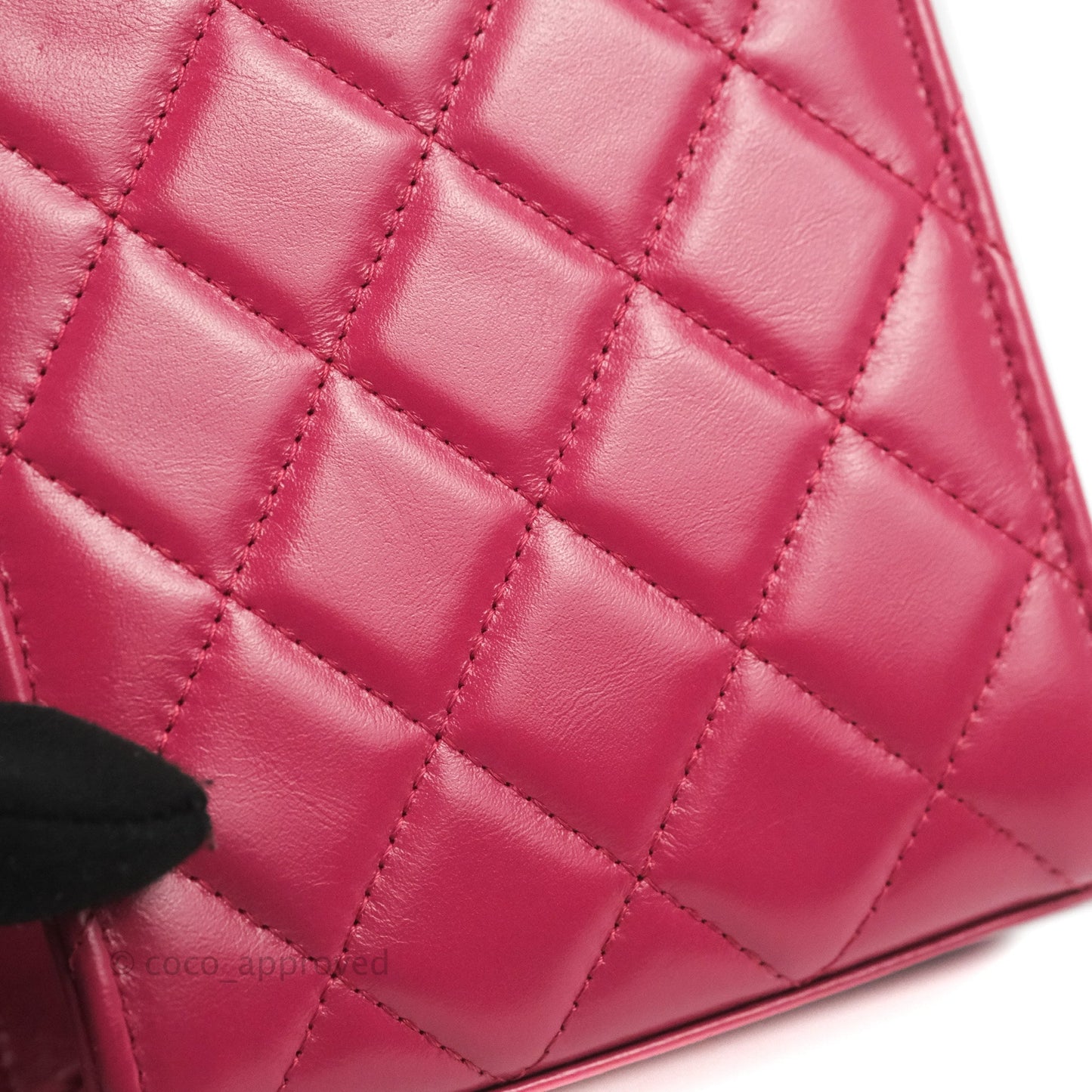Chanel Quilted Perfect Fit Dark Pink Phone Holder Aged Gold Hardware