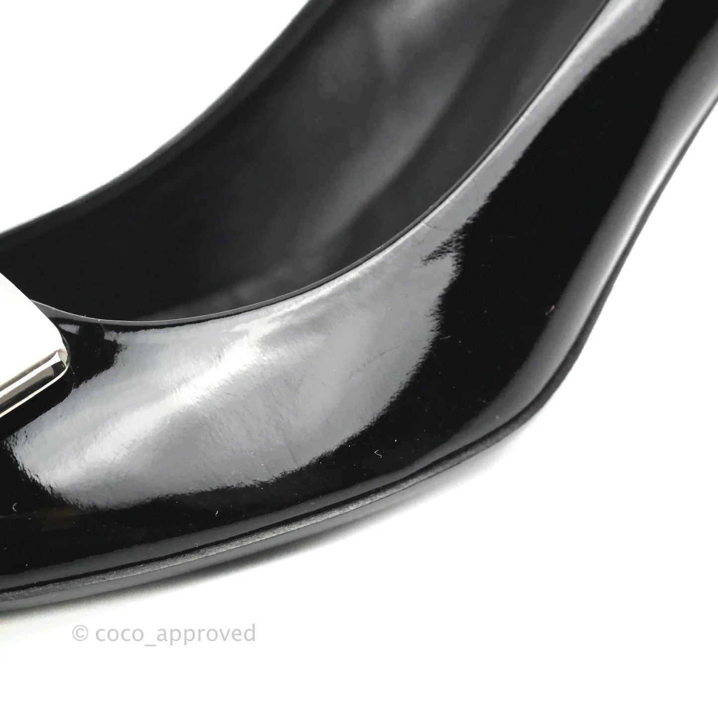 Roger Vivier Trompette Pumps Black Patent Silver Hardware Size 38.5