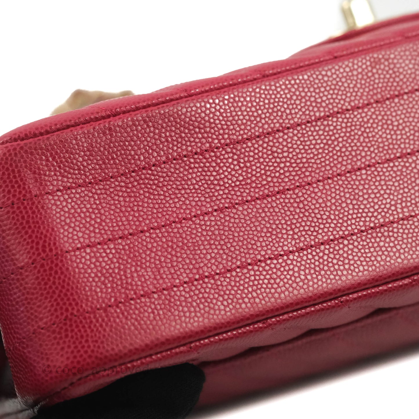 Chanel Classic M/L Medium Chevron Double Flap Cherry Red Caviar Gold Hardware