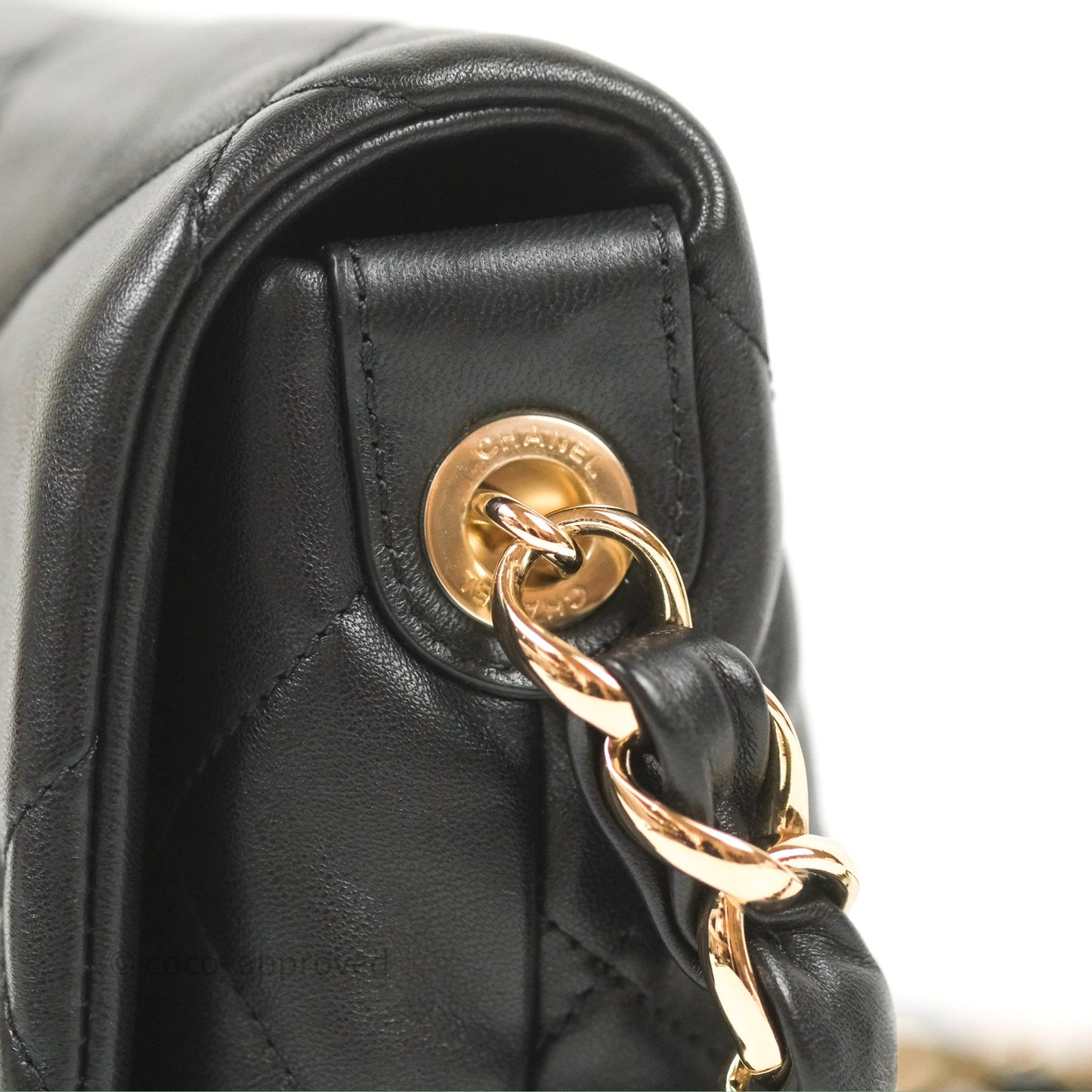 Chanel Small Logo Chain Flap Black Lambskin Gold Hardware