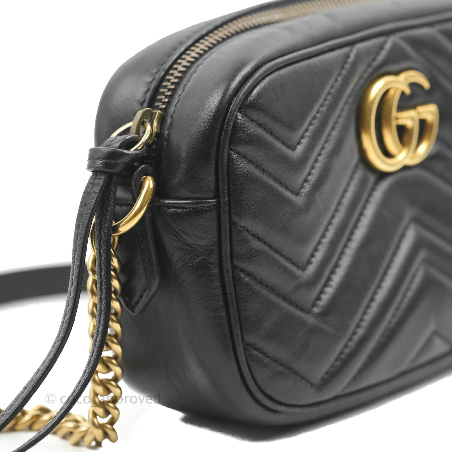 Gucci Mini Matelasse GG Marmont Camera Bag Black Calfskin Gold Hardware