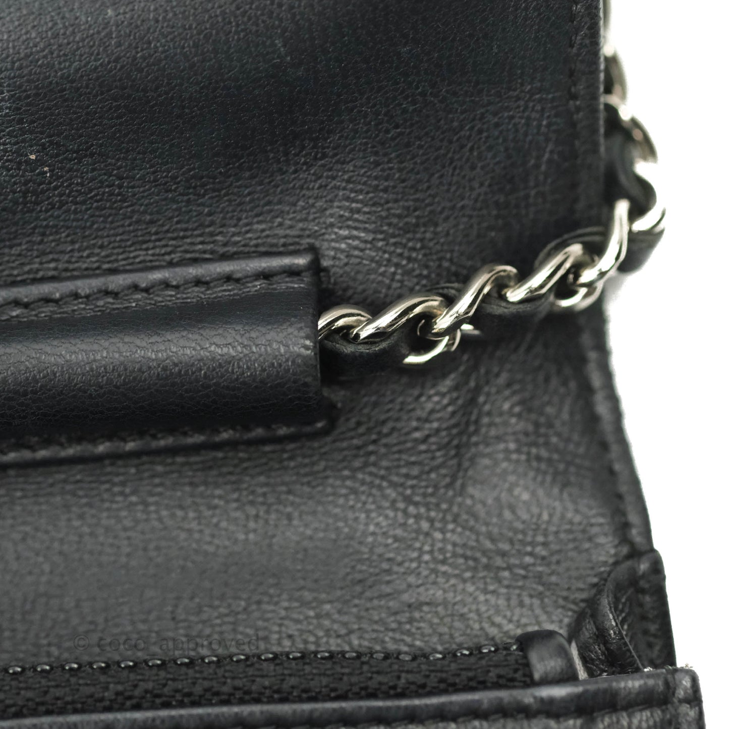 Chanel Camellia Wallet on Chain WOC Black Lambskin Silver Hardware