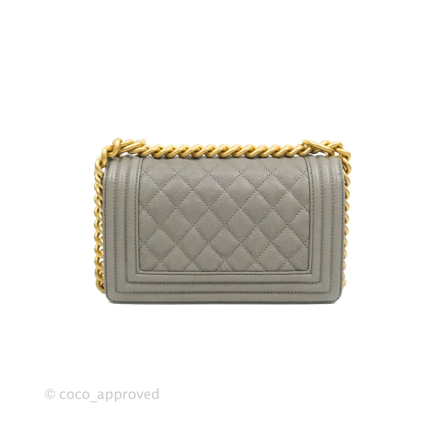 Chanel Small Quilted Boy Dark Grey Caviar Gold Hardware