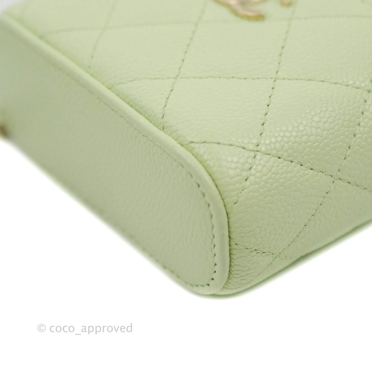 Chanel Quilted Small Handle With Care Vanity Case With Chain Green Caviar Gold Hardware