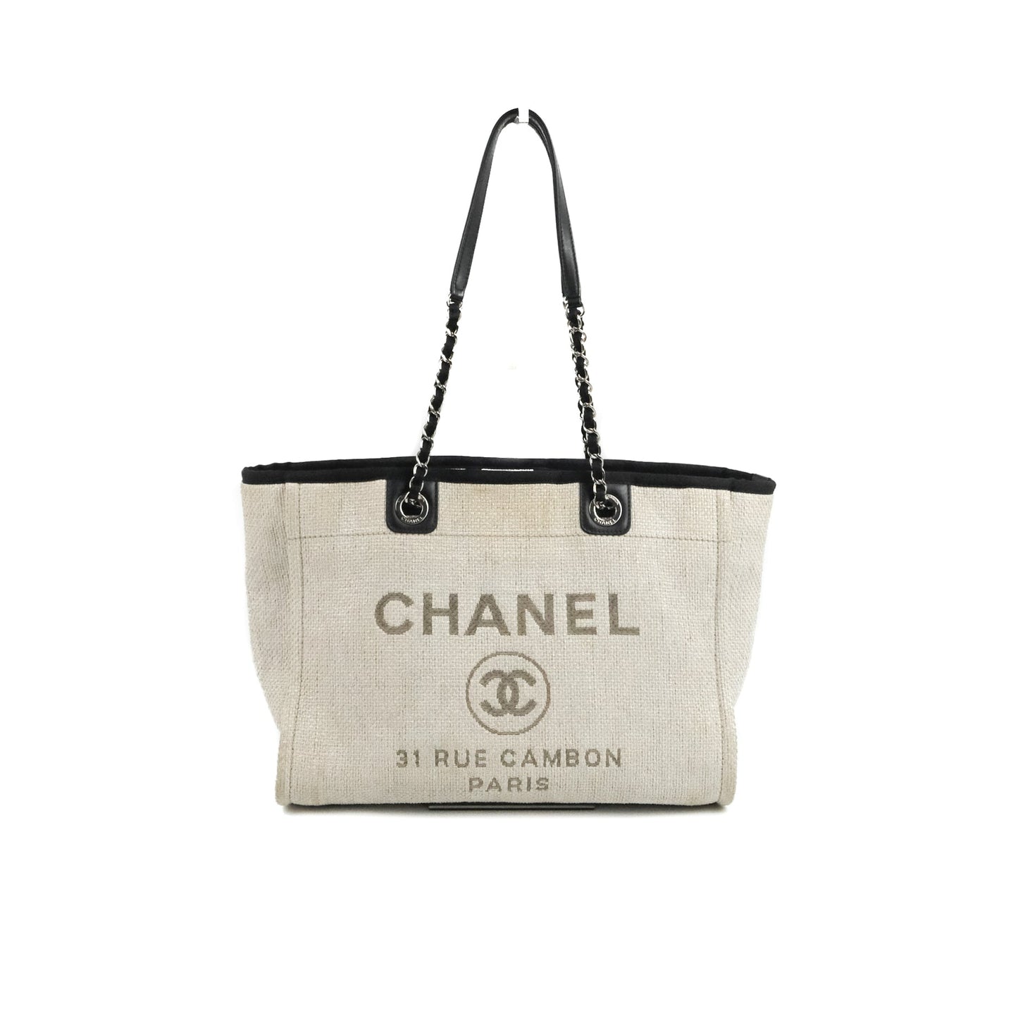 Chanel Medium Deauville Tote Light Grey Canvas