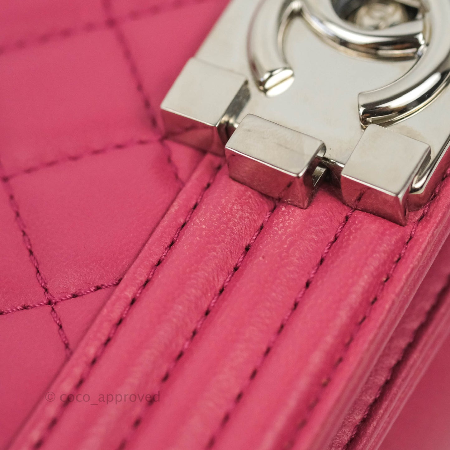 Chanel Quilted Medium Boy Dark Pink Calfskin Silver Hardware