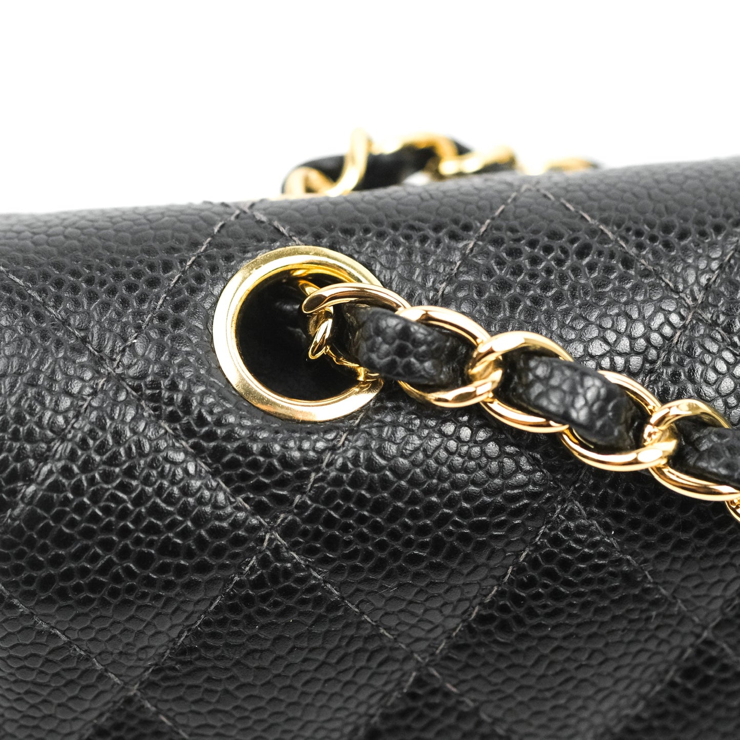 Chanel Classic M/L Medium Flap Quilted Black Caviar 24K Gold Hardware