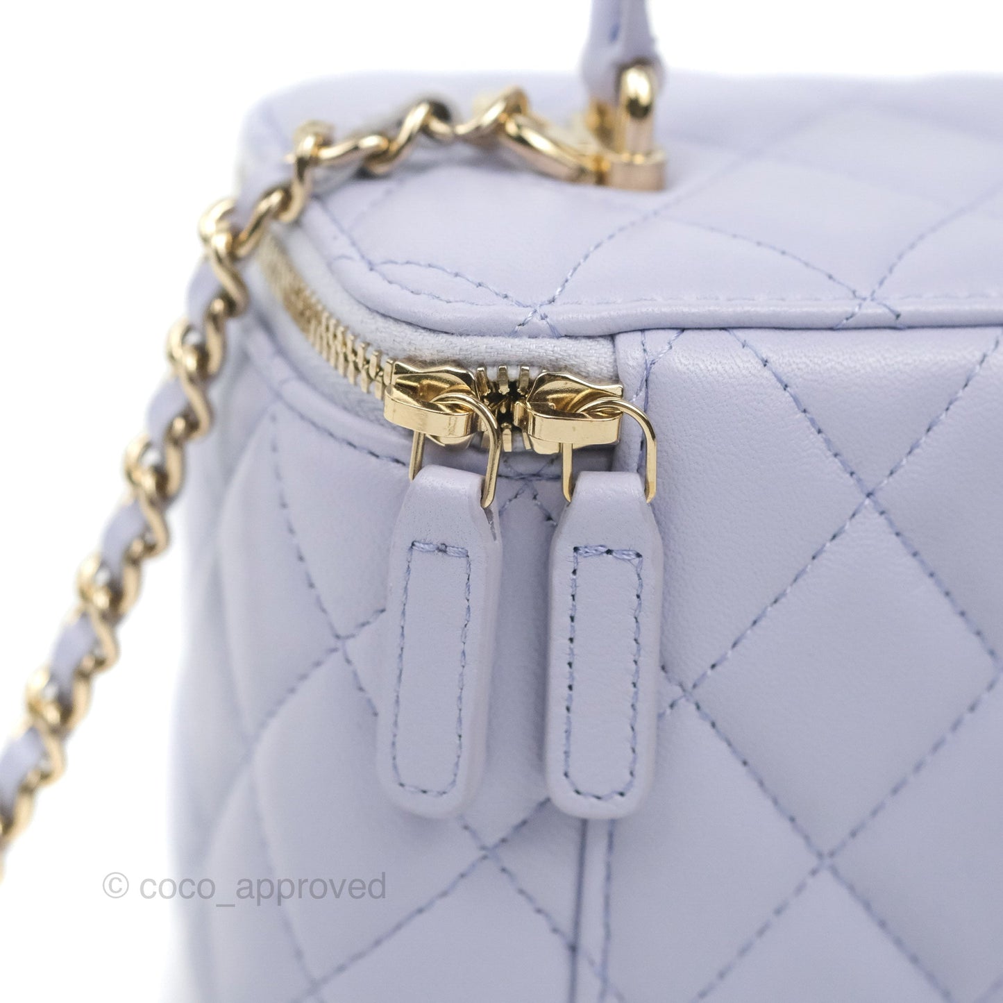 Chanel Vanity Rectangular Top Handle Lilac Lambskin Gold Hardware
