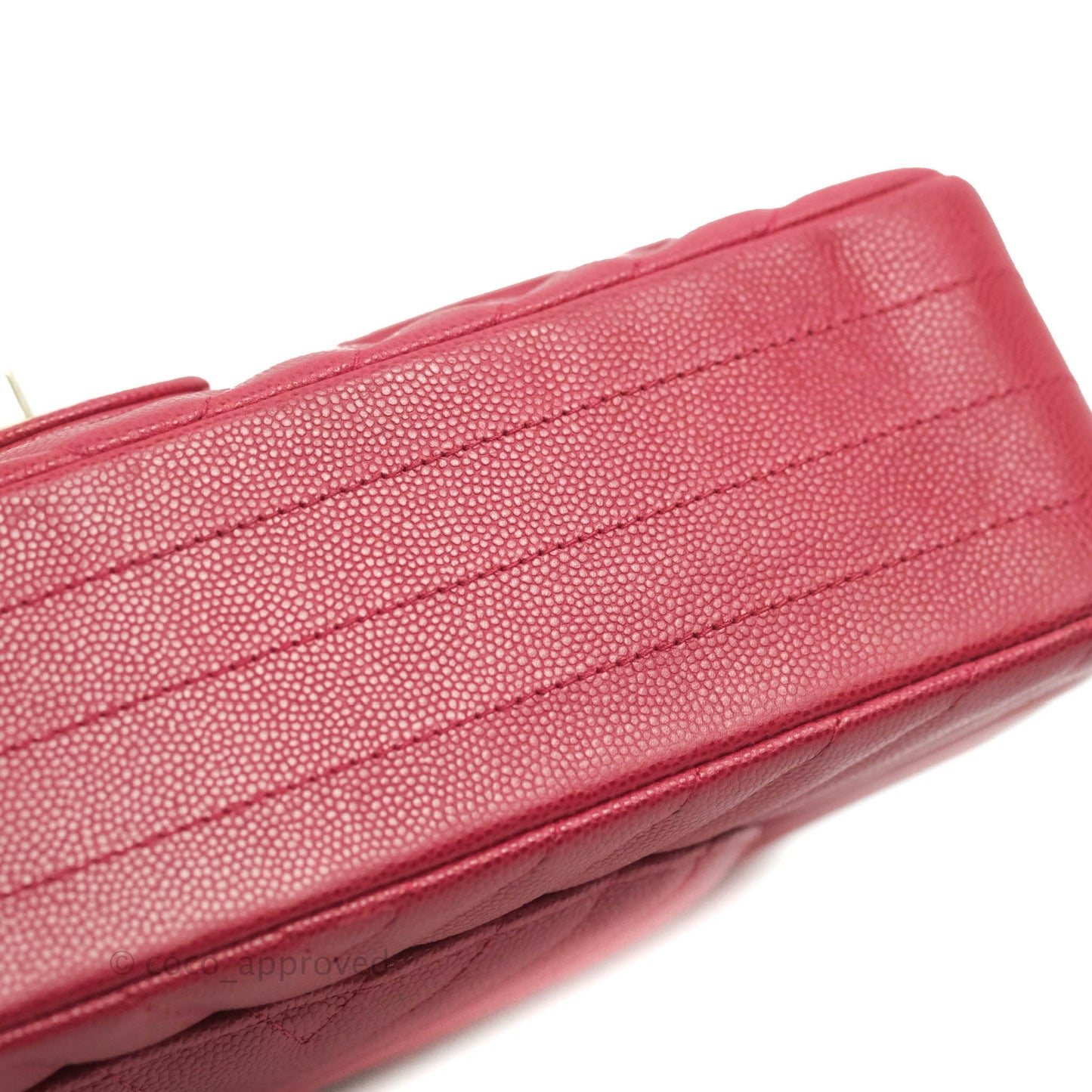 Chanel Classic M/L Medium Chevron Double Flap Cherry Red Caviar Gold Hardware
