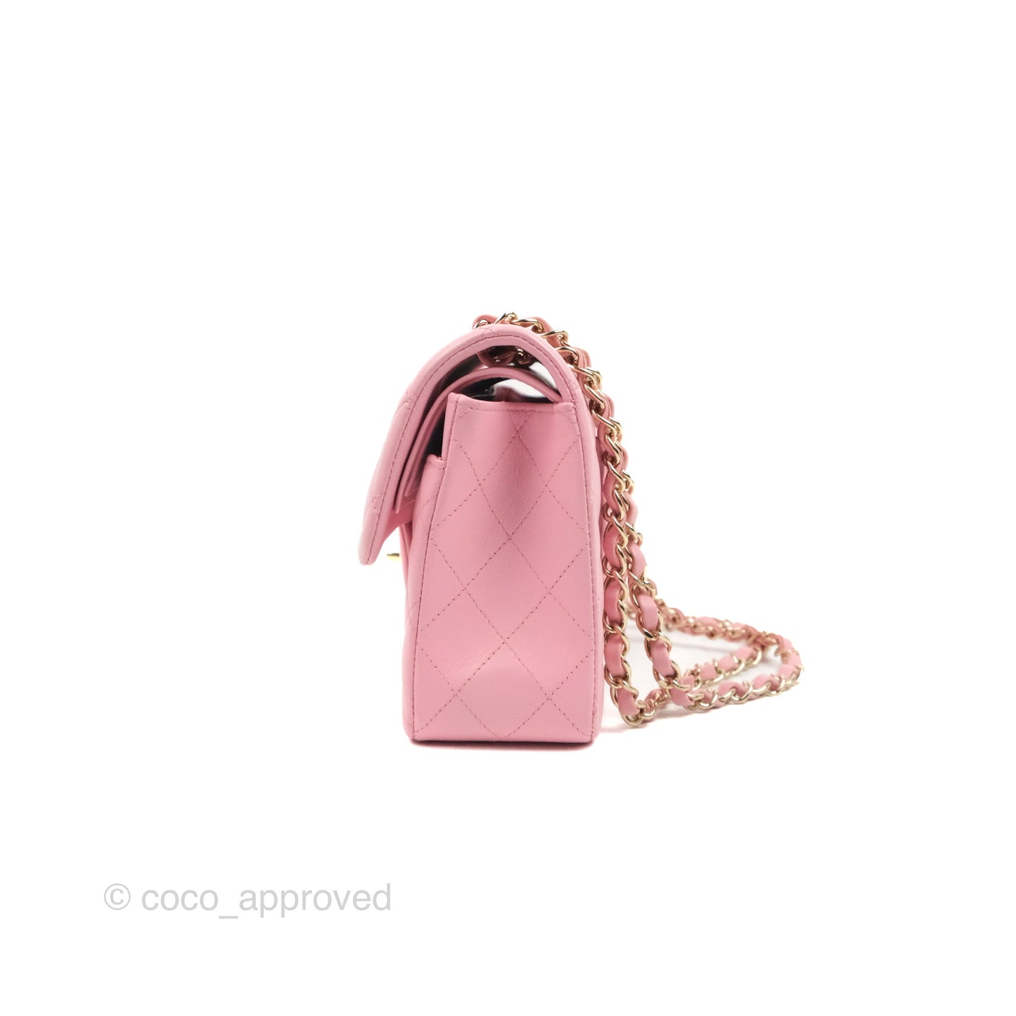 Chanel Small Classic Quilted Flap Pink Lambskin Gold Hardware
