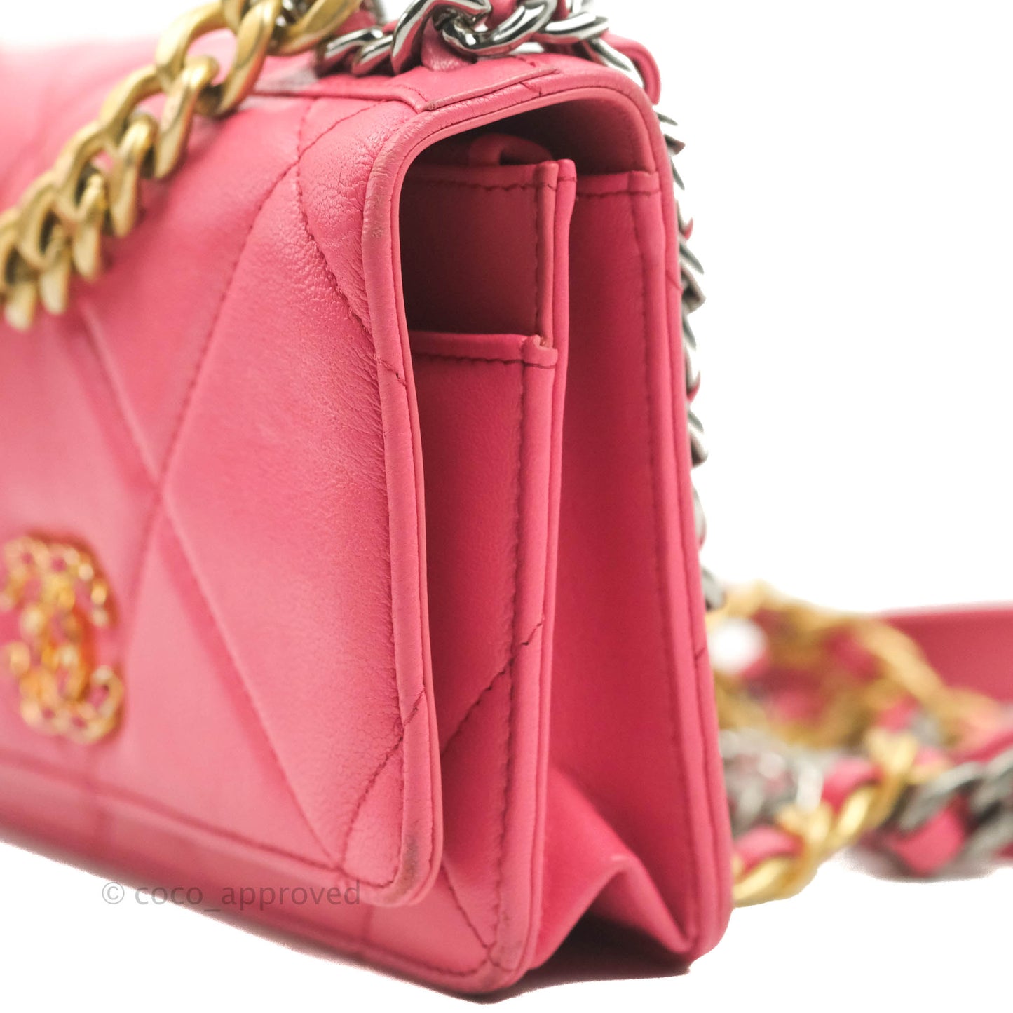 Chanel 19 Wallet on Chain WOC Pink Mixed Hardware