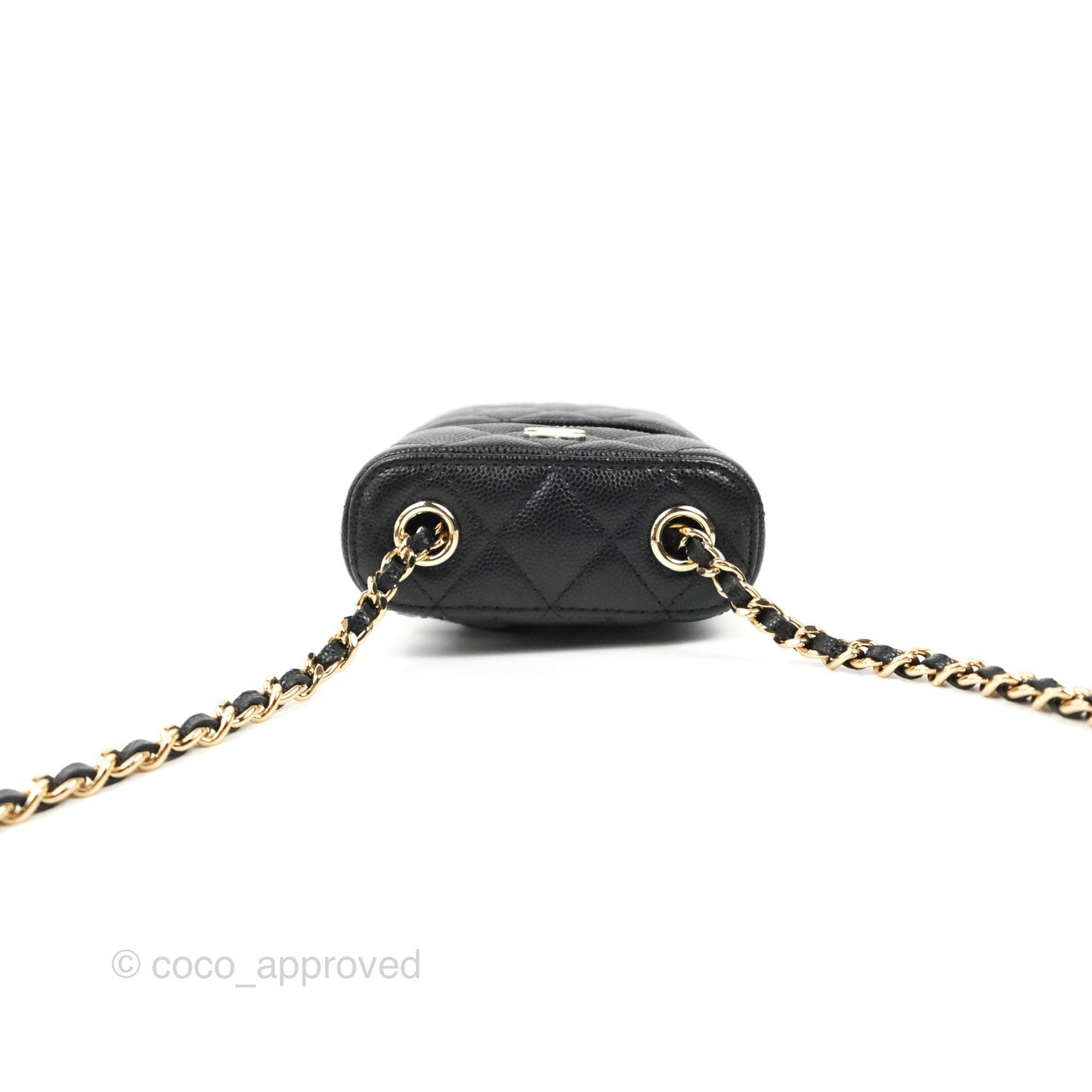 Chanel Vanity Phone Holder With Chain Black Caviar Gold Hardware