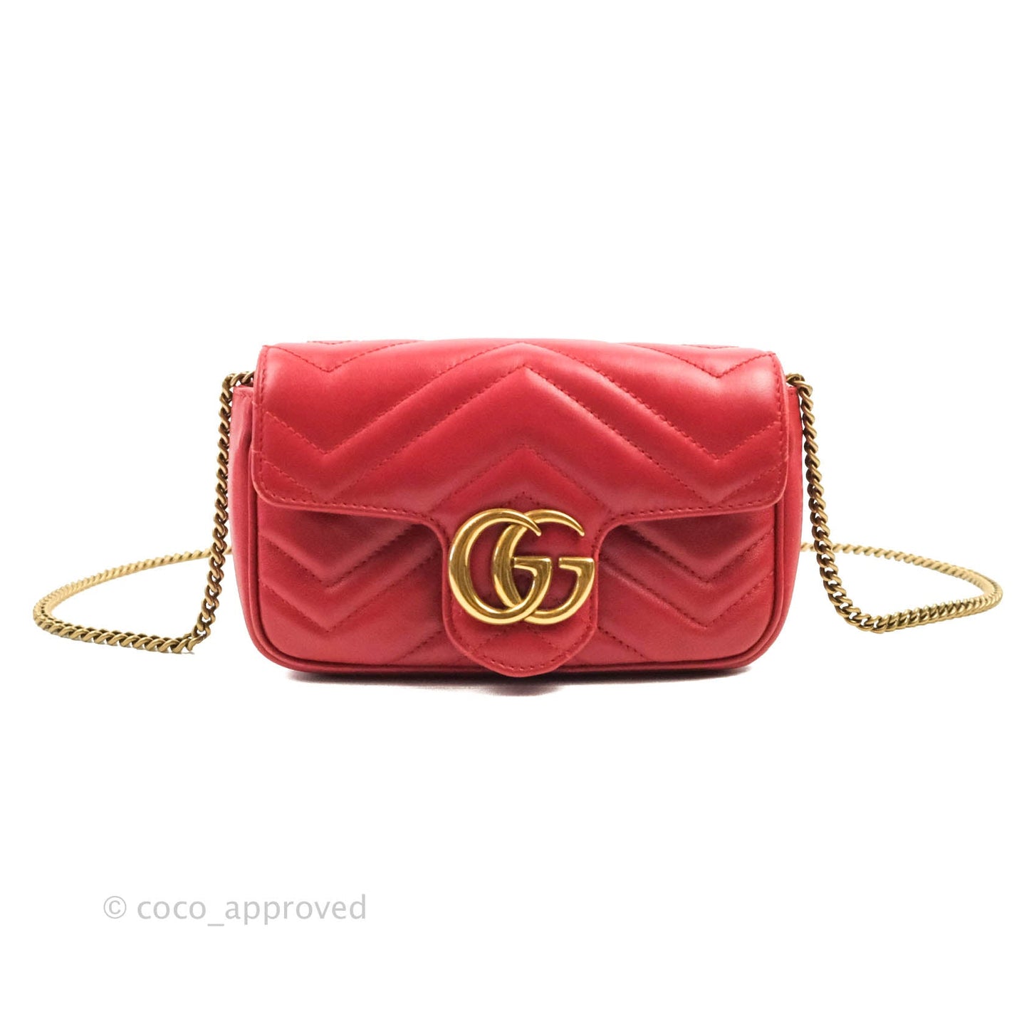 Gucci GG Marmont Matelassé Leather Super Mini Bag Red