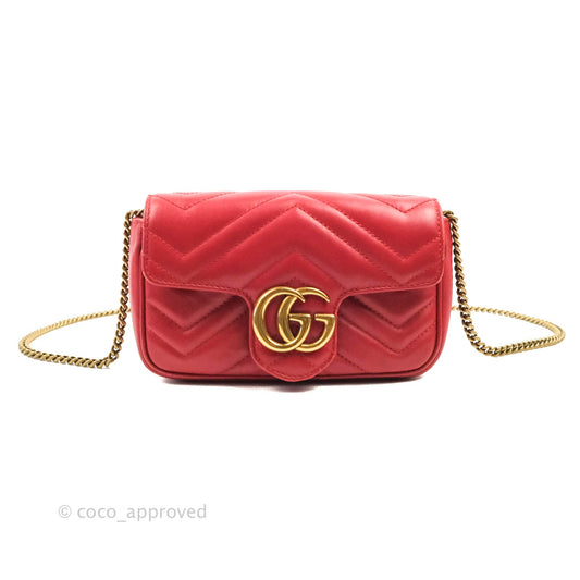 Gucci GG Marmont Matelassé Leather Super Mini Bag Red
