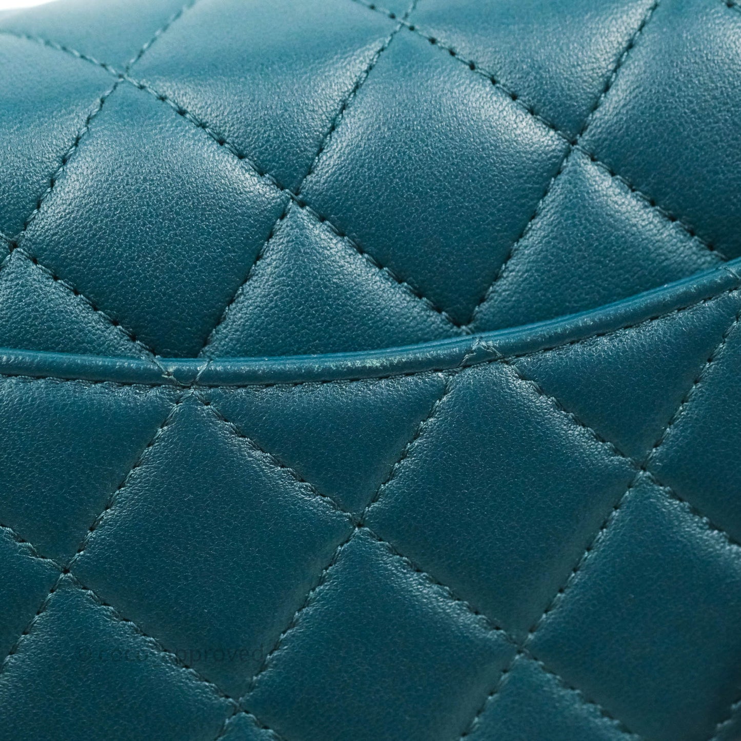 Chanel Quilted Mini Rectangular Flap Teal Lambskin Silver Hardware