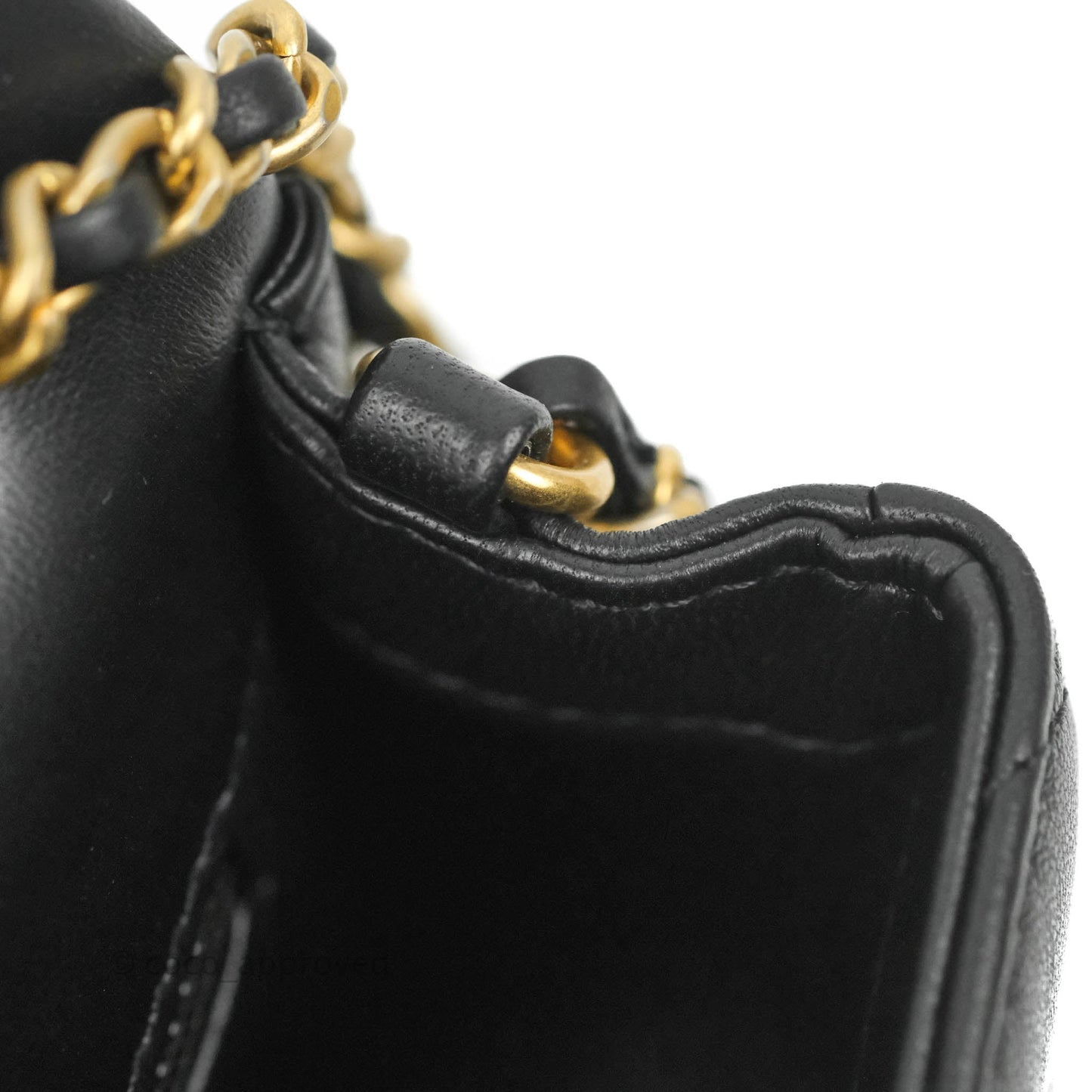 Chanel Mini Flap Bag With Heart CC Charm Black Lambskin Aged Gold Hardware