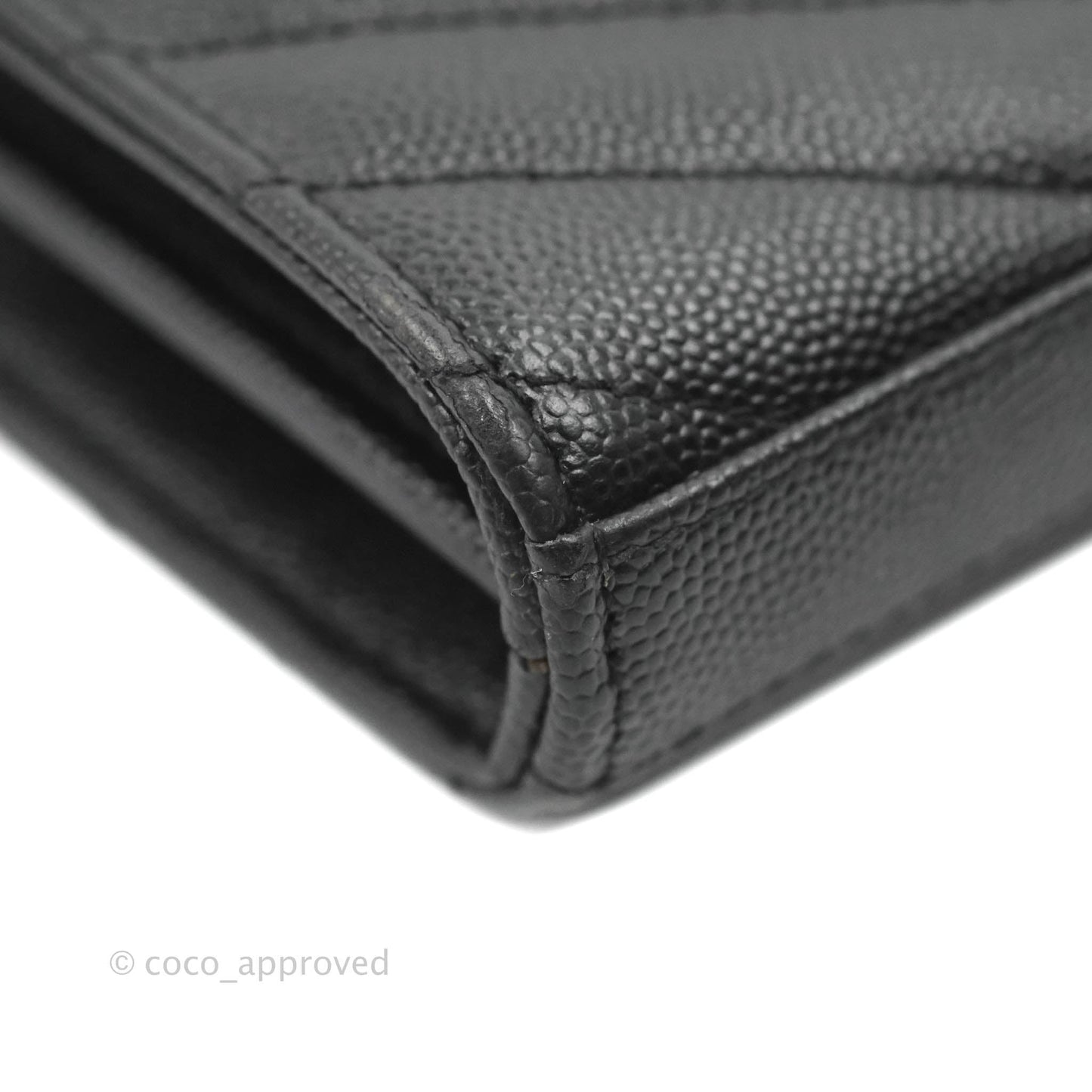 Saint Laurent Wallet on Chain WOC Black Grained Leather Silver Hardware