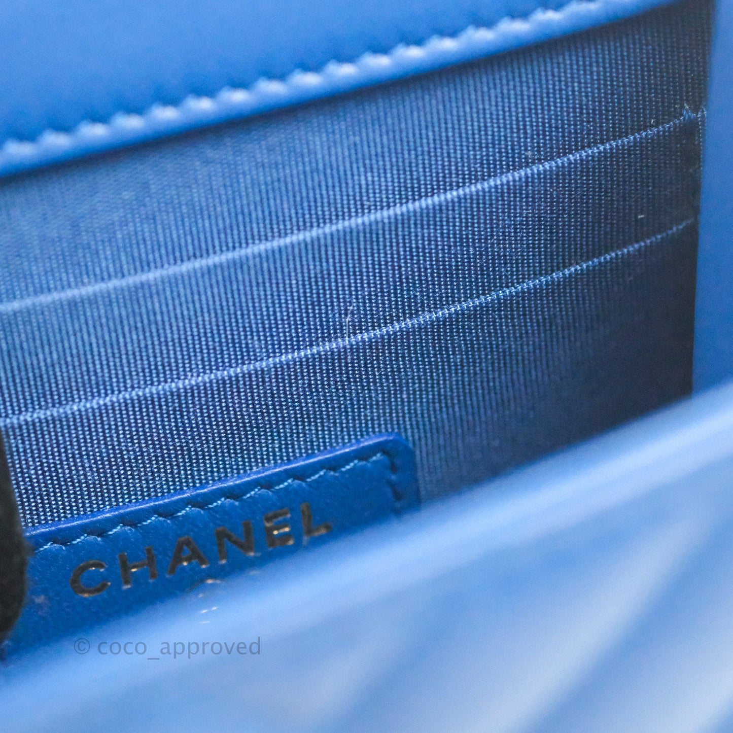 Chanel Mini Chevron Trendy CC Clutch With Chain Blue Lambskin Gold Hardware