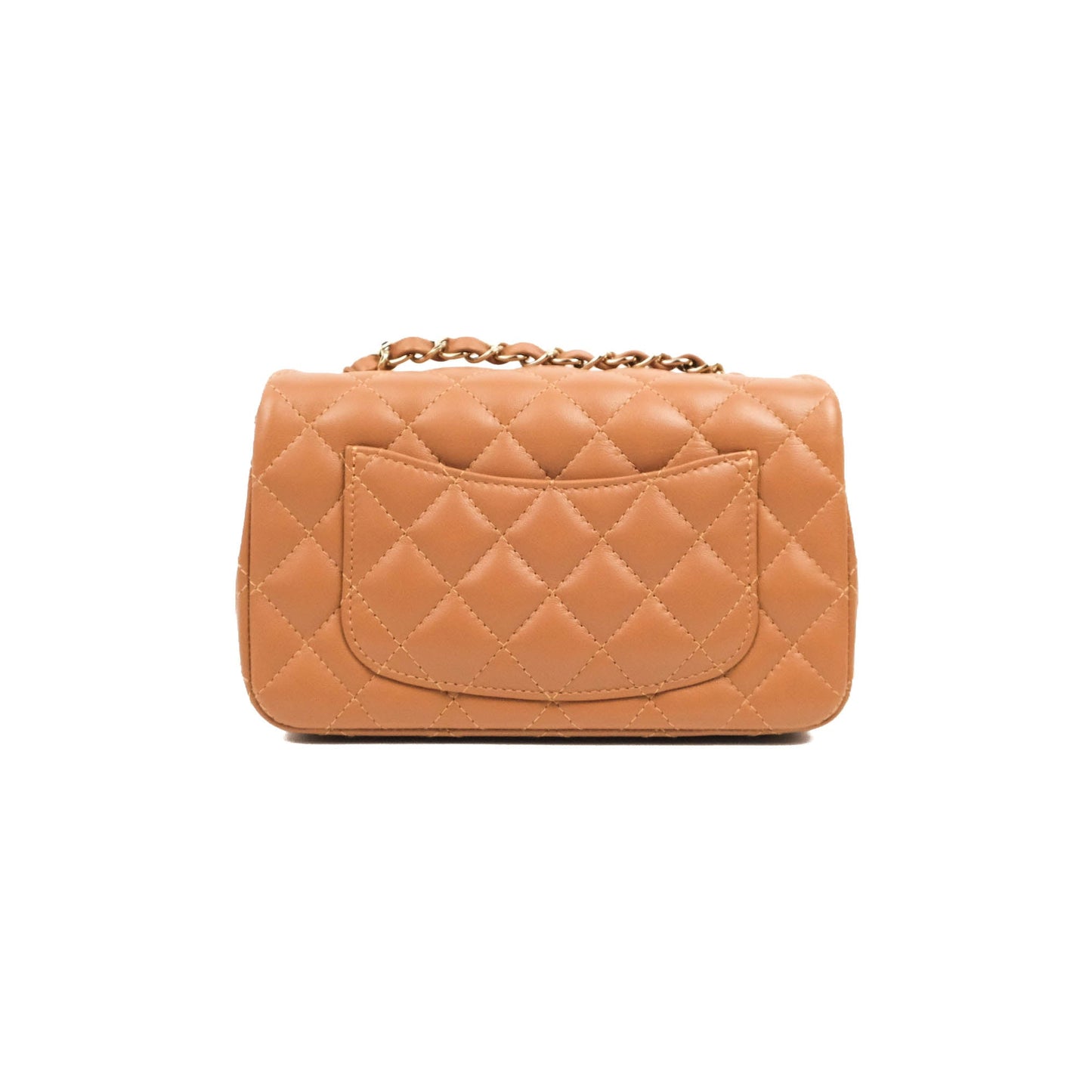 Chanel Quilted Mini Rectangular Flap Caramel Lambskin Gold Hardware 22S