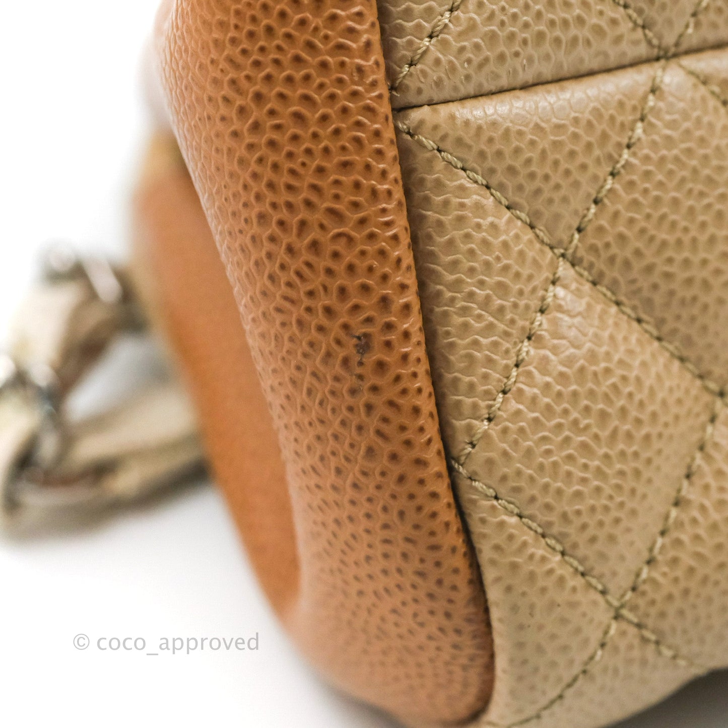 Chanel Medium Mademoiselle Bowling Beige/Brown Caviar Silver Hardware