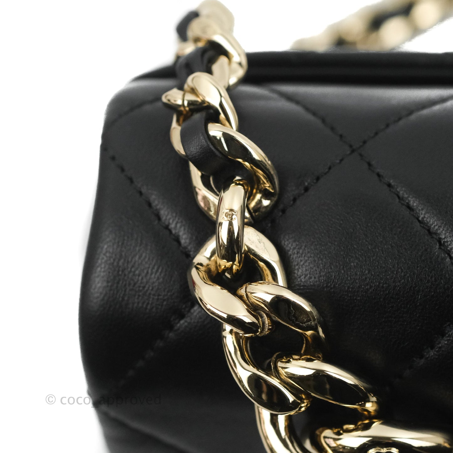 Chanel Quilted Resin Bi-Color Chain Flap Bag Black Lambskin