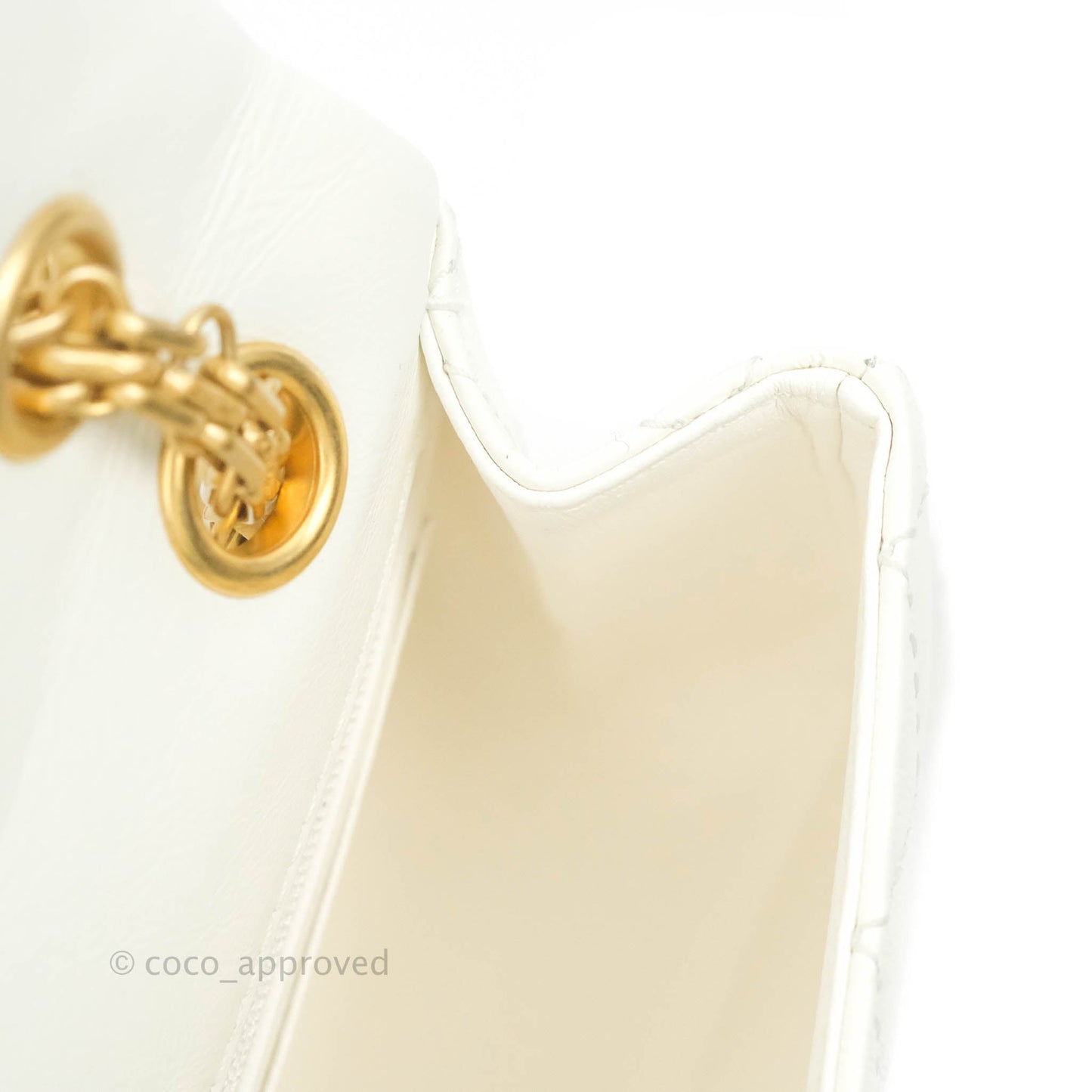 Chanel Mini Reissue 224 White Aged Calfskin Aged Gold Hardware