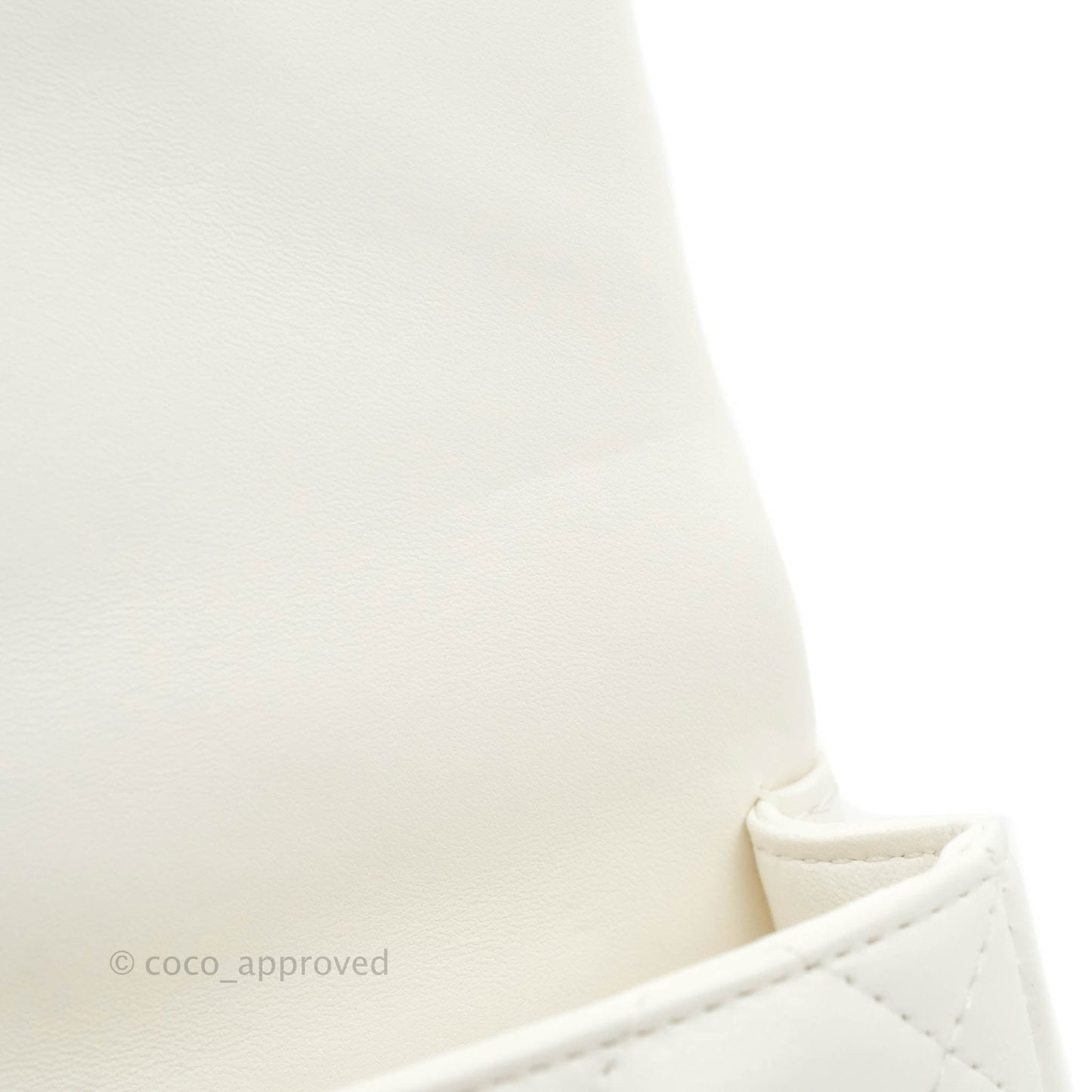 Chanel Small Logo Pearl Chain Flap Bag White Lambskin Gold Hardware
