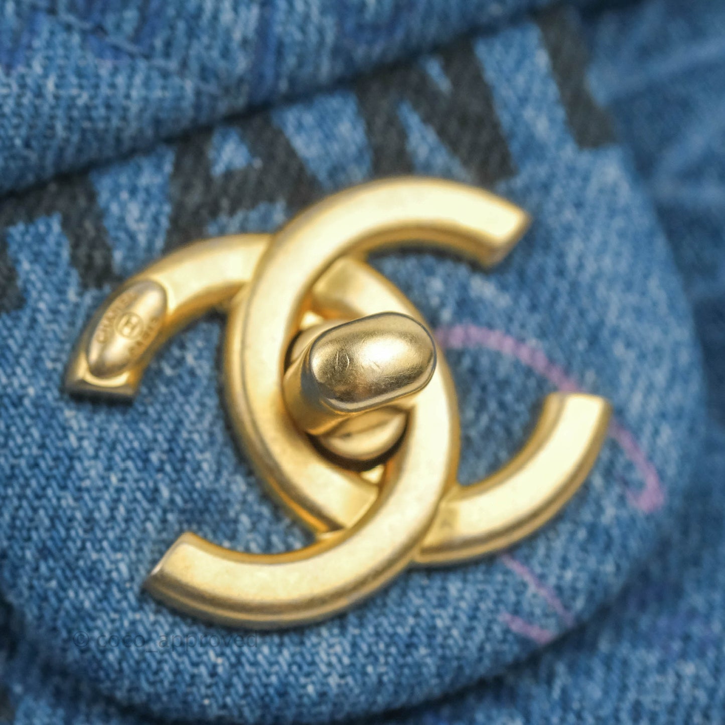 Chanel Quilted Large Denim Mood Flap Blue Multicolor 22P