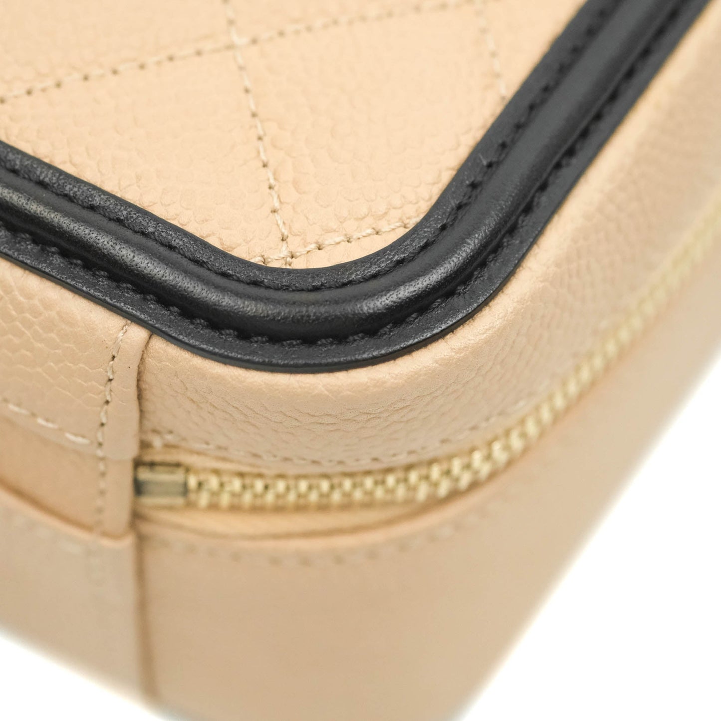 Chanel Quilted Medium CC Filigree Vanity Case Beige Caviar Gold Hardware