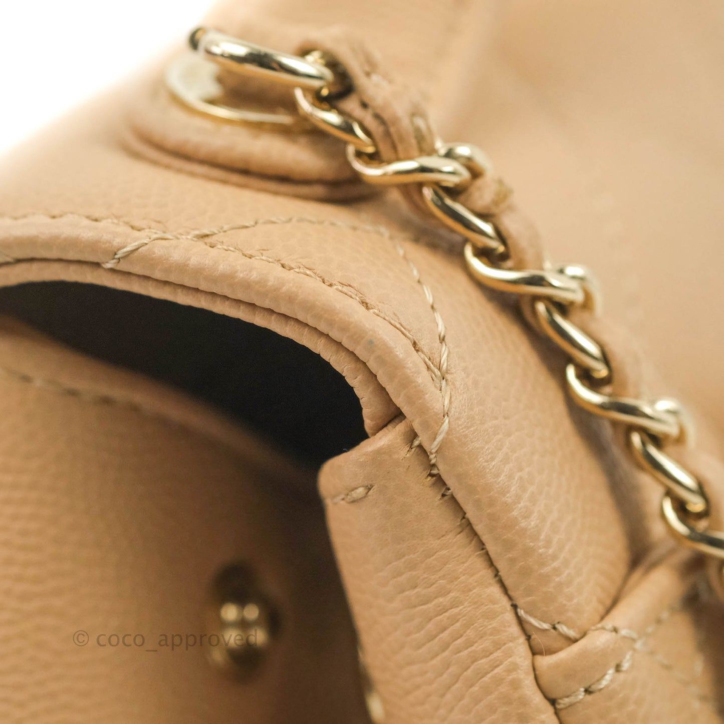 Chanel Quilted Small Business Affinity Flap Beige Caviar Gold Hardware