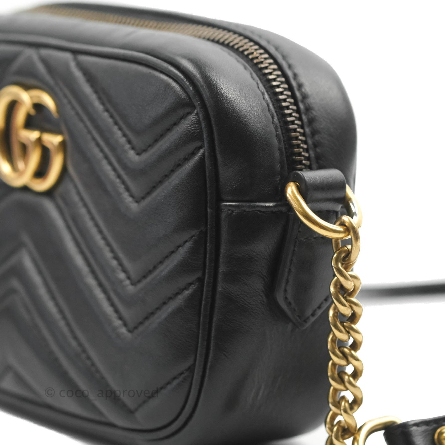 Gucci Mini Matelasse GG Marmont Camera Bag Black Calfskin Gold Hardware