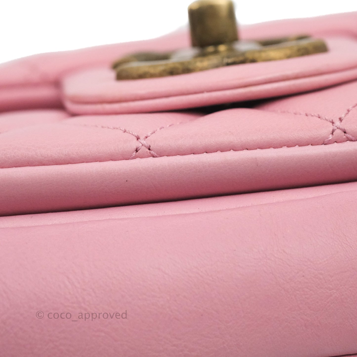 Chanel CC Crown Flap Pink Calfskin Antique Gold Hardware