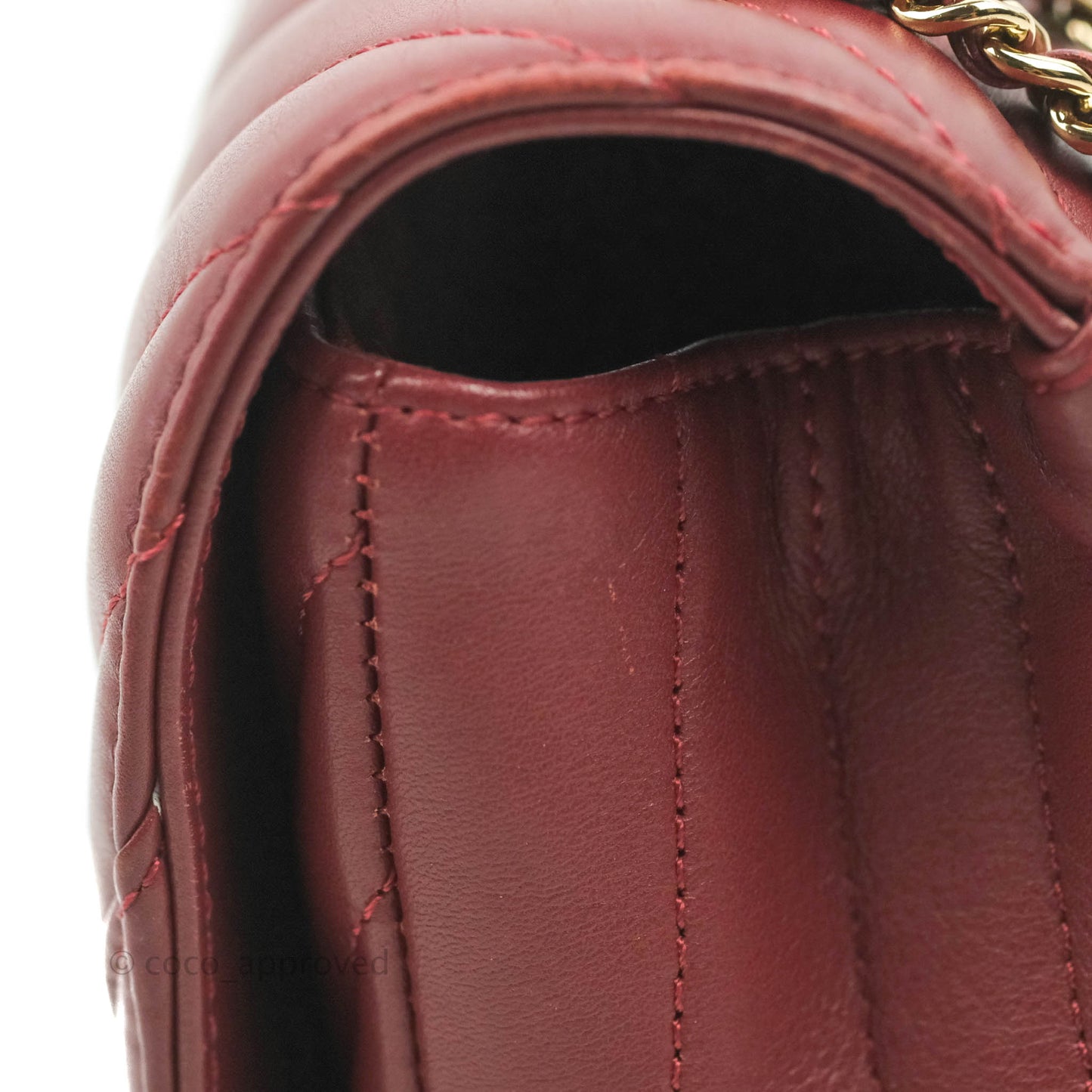 Chanel Small Statement Chevron Flap Bag Burgundy Lambskin Gold Hardware