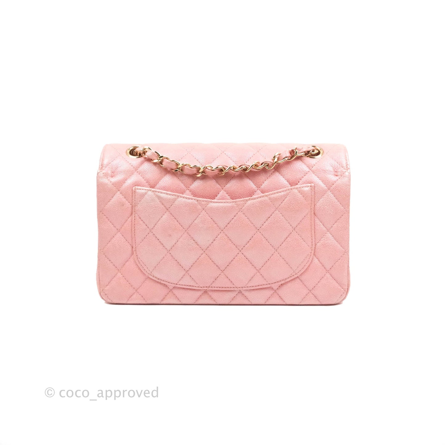 Chanel Small Classic Quilted Flap Iridescent Pink Caviar Gold Hardware 19S