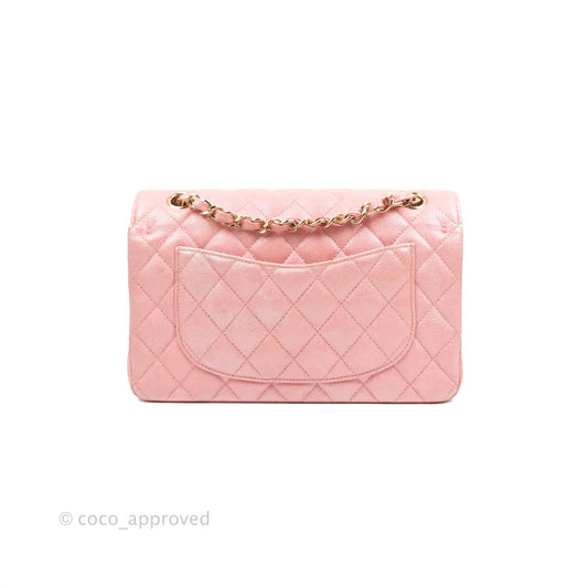Chanel Small Classic Quilted Flap Iridescent Pink Caviar Gold Hardware 19S