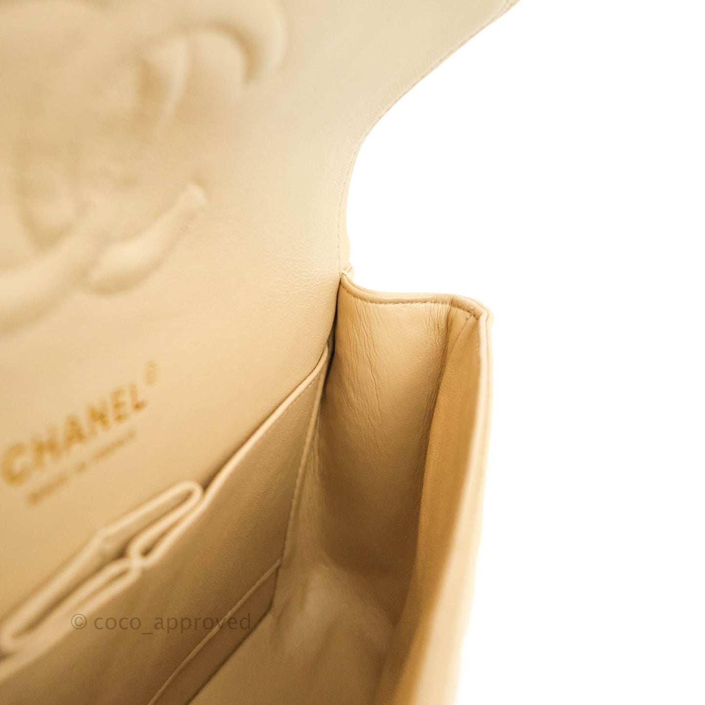Chanel Classic M/L Medium Double Flap Beige Caviar Gold Hardware