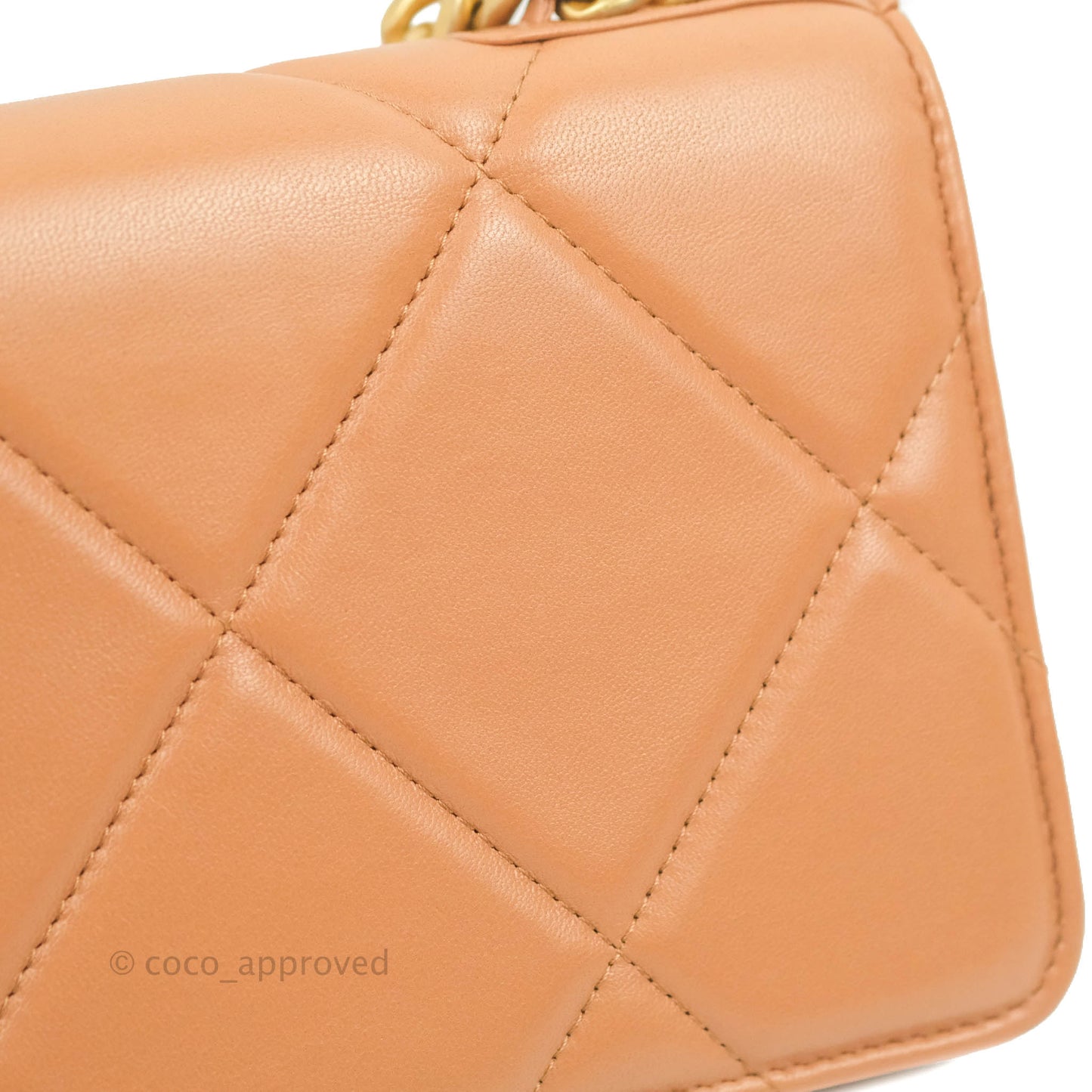 Chanel 19 Wallet on Chain WOC Dark Beige Caramel Lambskin Mixed Hardware