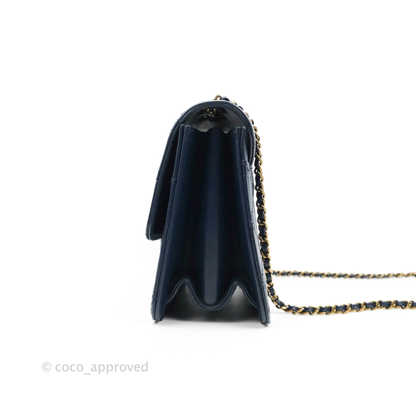 Chanel Beauty Lock Flap Bag Navy Sheepskin Aged Gold Hardware