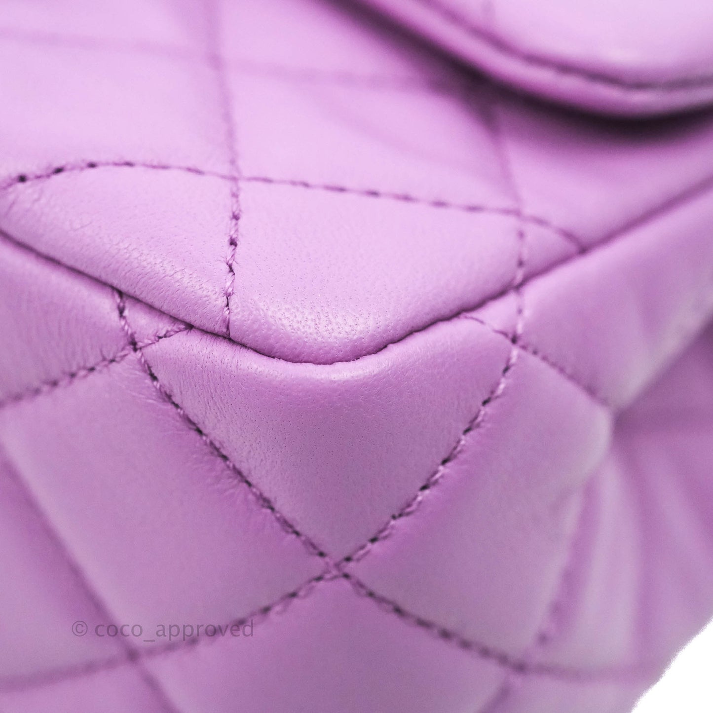 Chanel Mini Square Pearl Crush Quilted Purple Lambskin Aged Gold Hardware