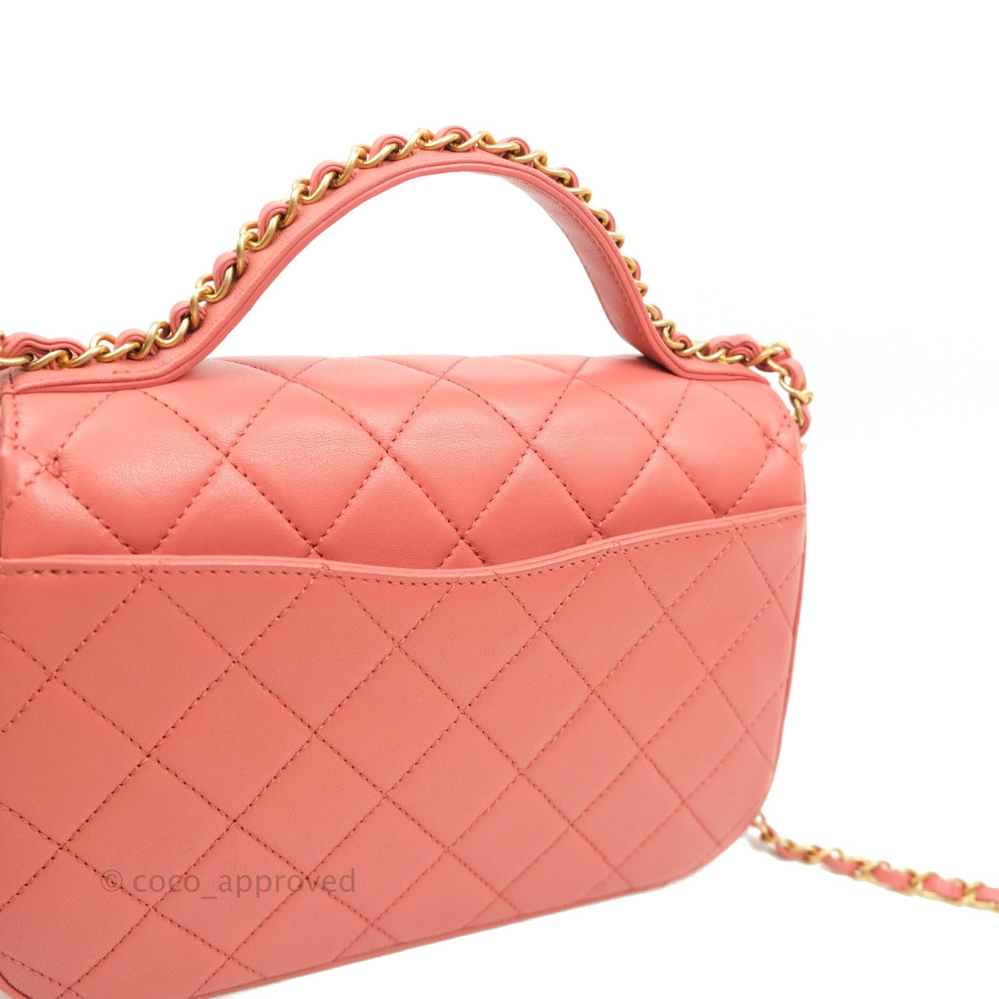 Chanel Quilted Chain Infinity Handle Bag Pink Lambskin Aged Gold Hardware