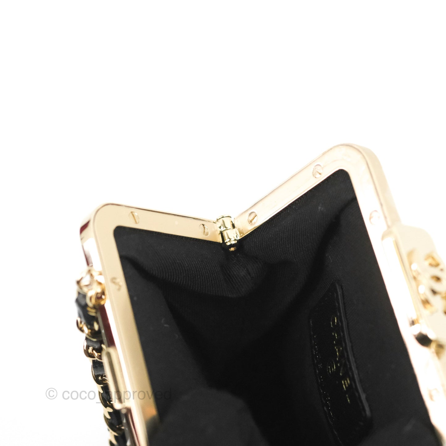 Chanel Kisslock Glasses Case Black Aged Lambskin Gold Hardware 21C