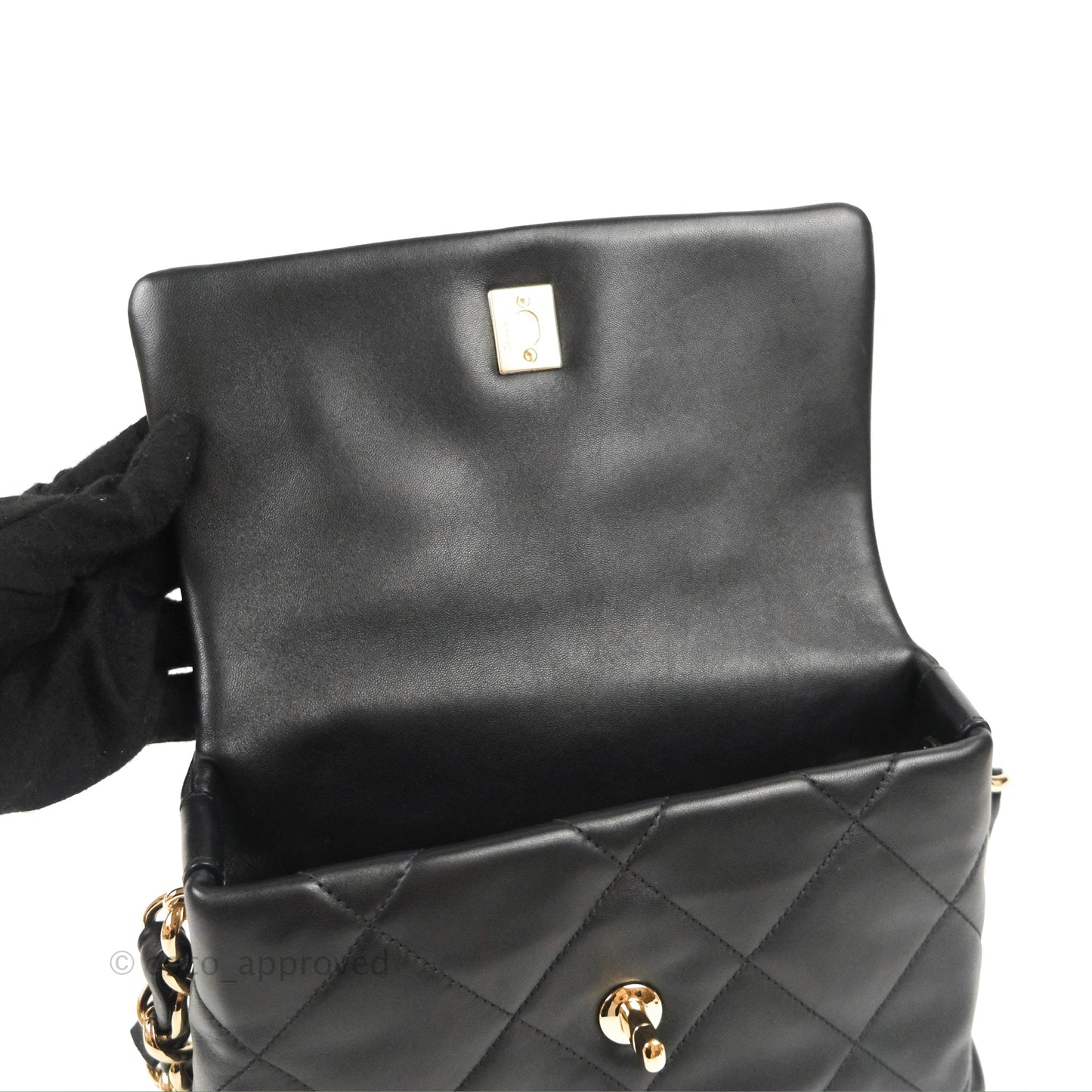 Chanel Small Logo Chain Flap Black Lambskin Gold Hardware