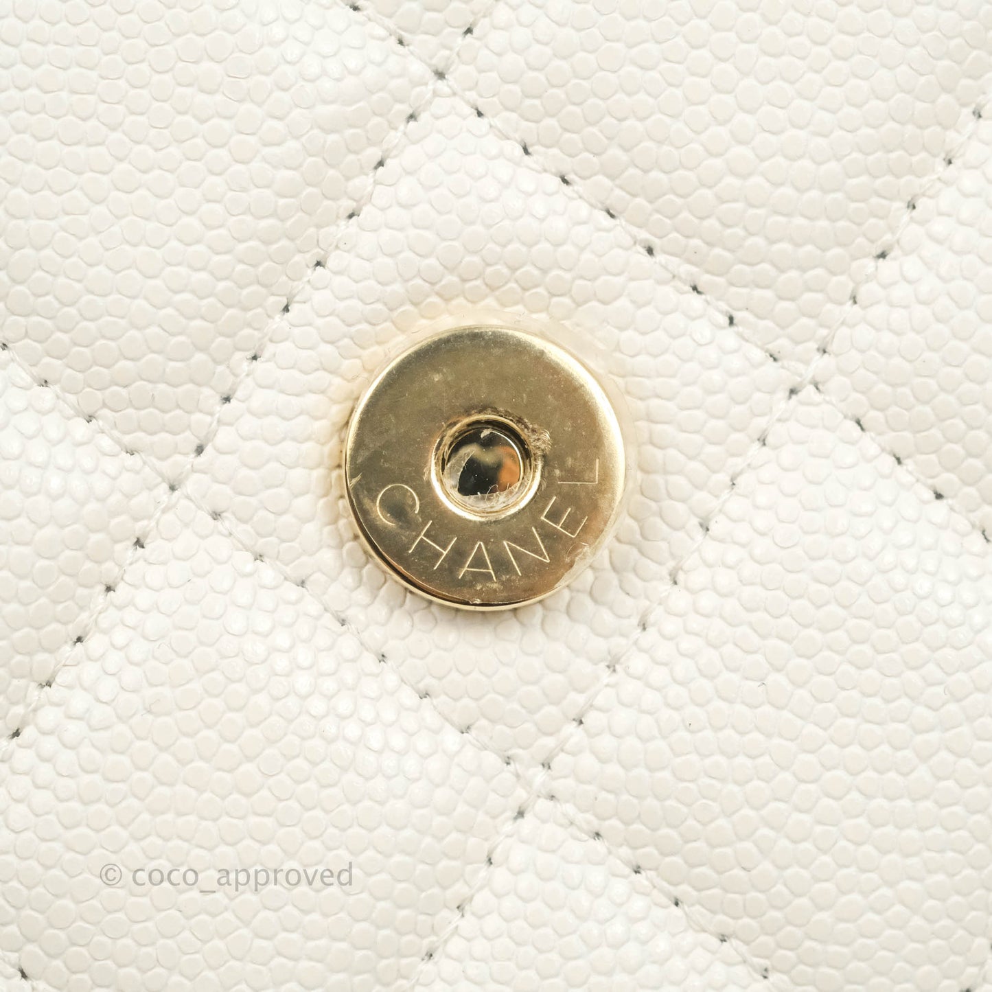 Chanel Quilted WOC White Caviar Gold Hardware With Charms