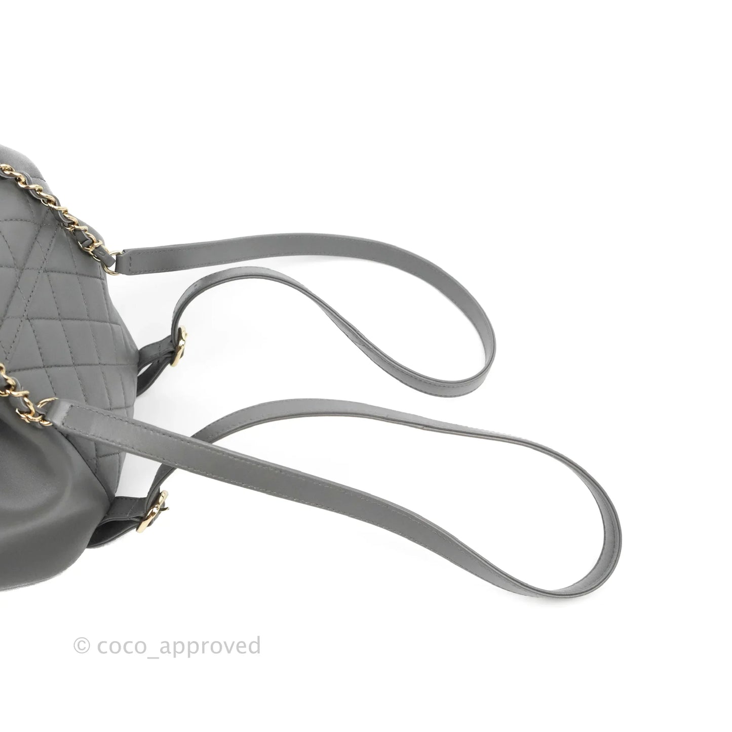 Chanel Quilted Small Duma Drawstring Backpack Grey Lambskin